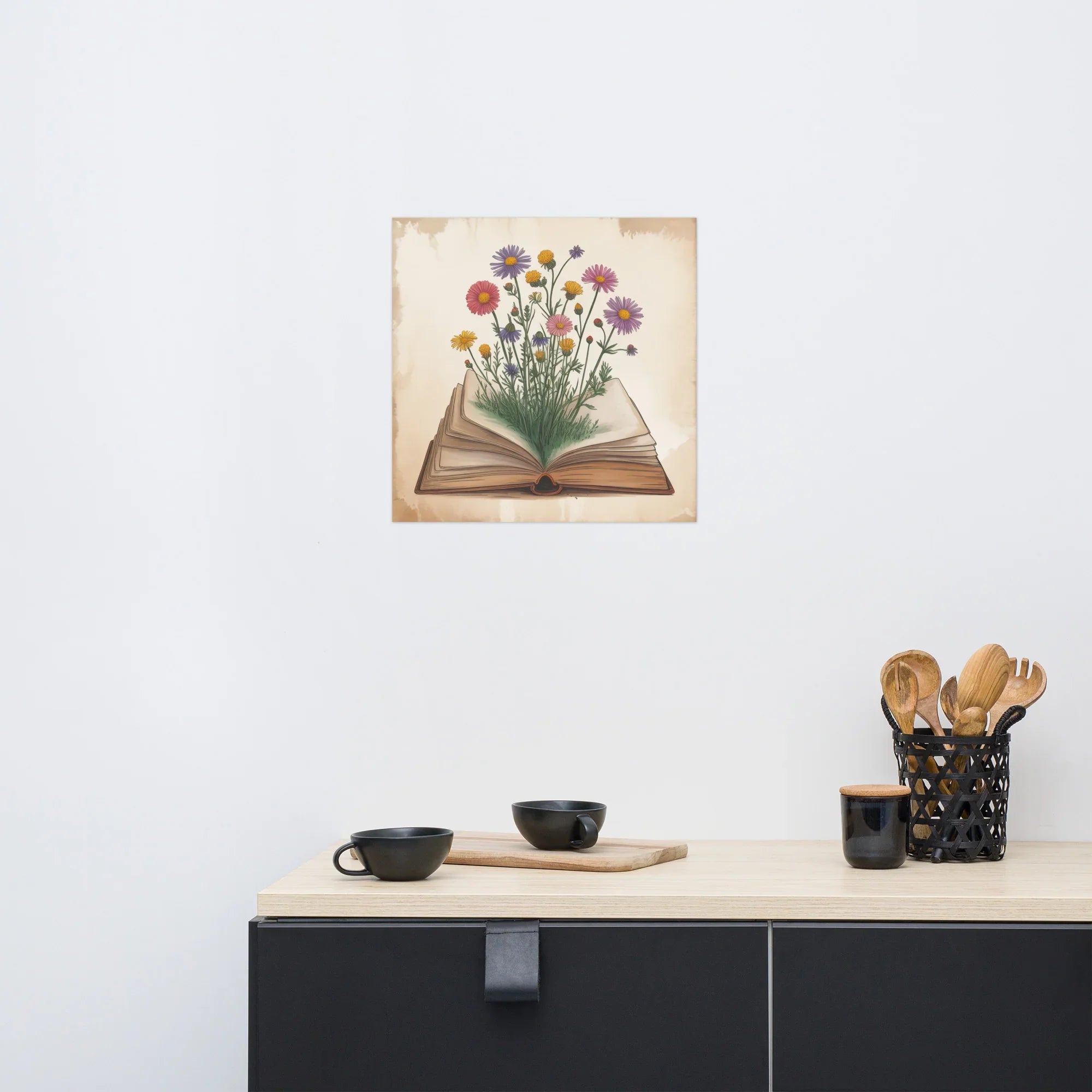 Floral Book Bloom Poster – Botanical Reading Wall Art - RaZits