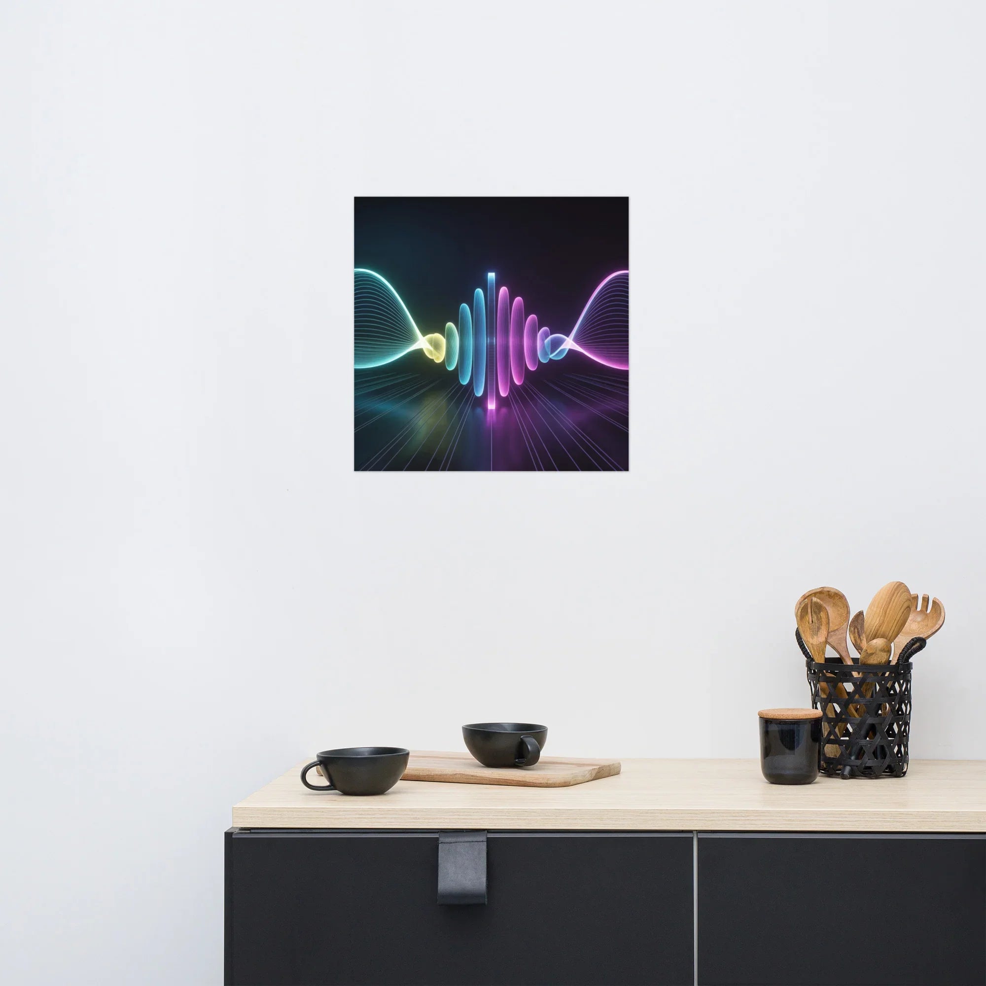 Neon Soundwave Gaming Poster – Abstract Digital Wall Art - RaZits