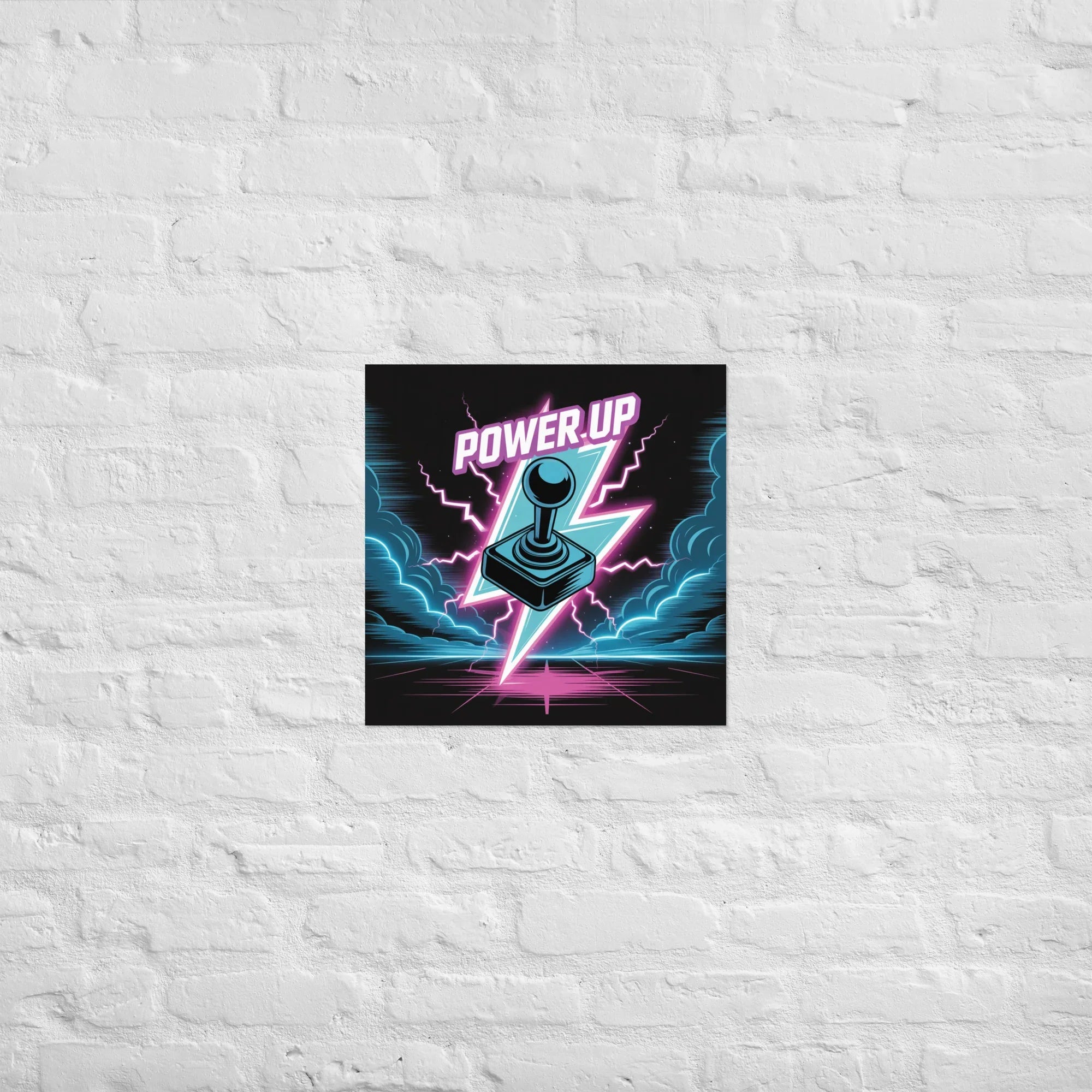 Power Up Gaming Poster – Retro Arcade Joystick Wall Art - RaZits