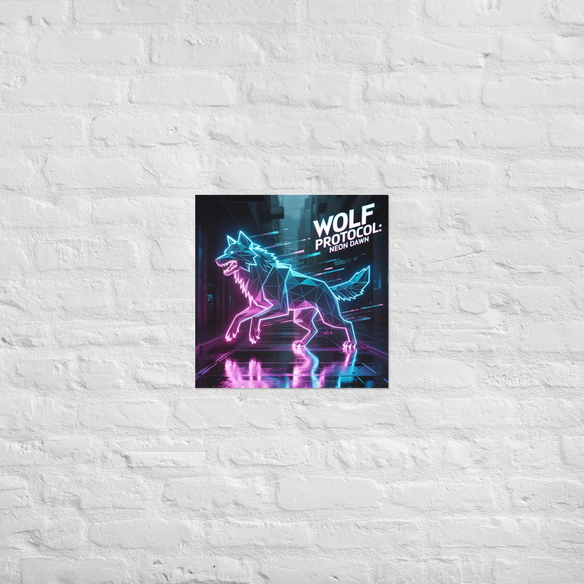 Wolf Protocol: Neon Dawn – Cyberpunk Wolf Art for Futuristic Gamer Decor - RaZits
