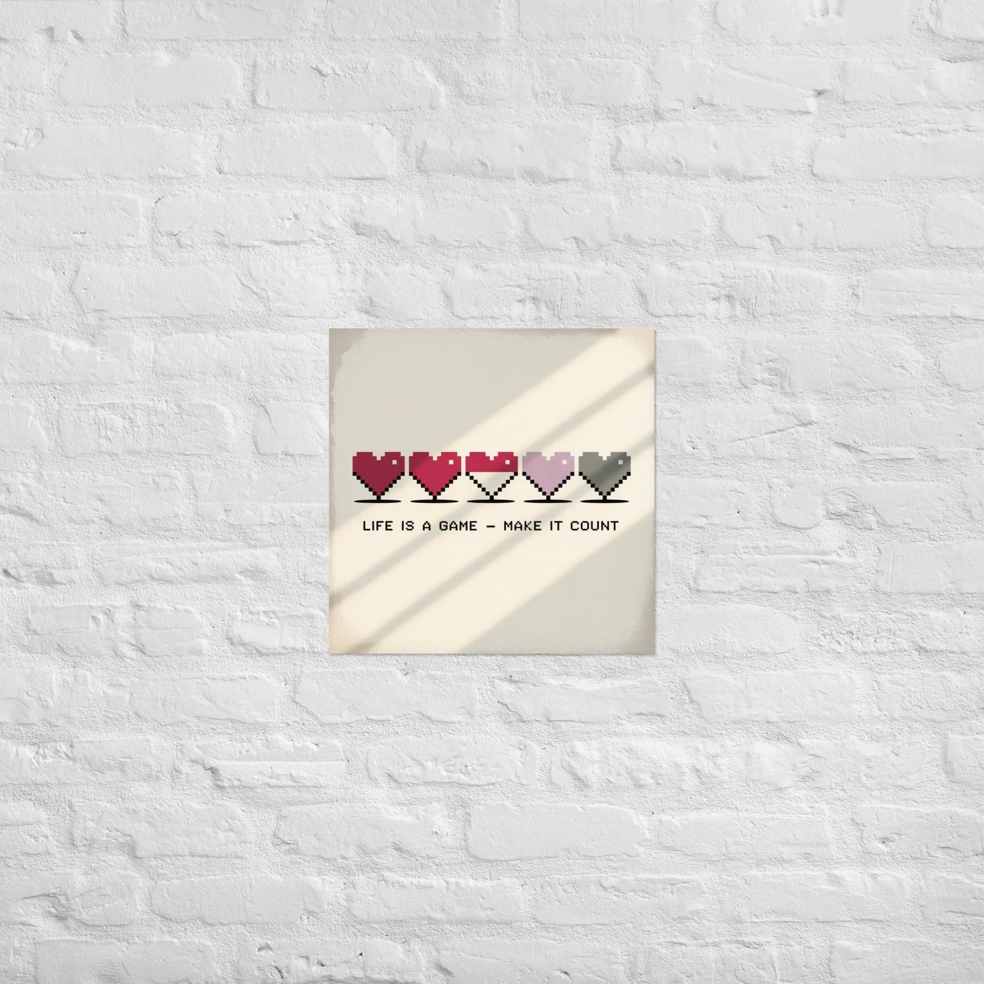 Life is a Game – Pixel Heart Motivational Gamer Wall Art - RaZits