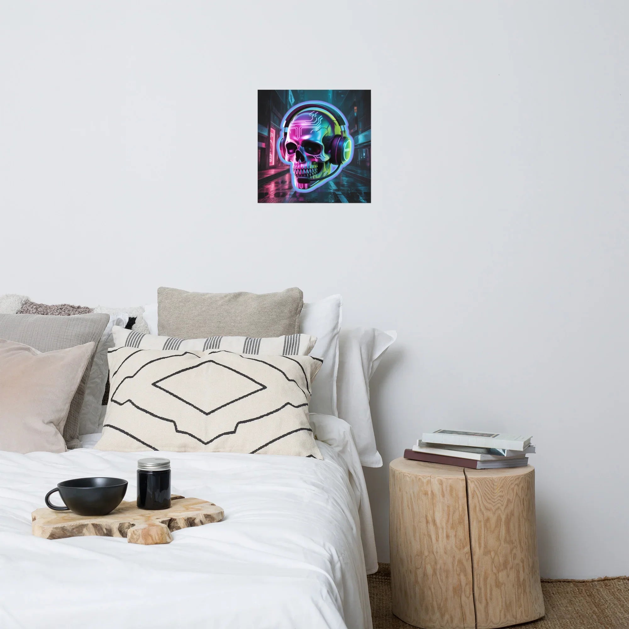 Cyberpunk Skull RGB Gamer Art – Futuristic Neon Wall Decor for Esports Rooms - RaZits