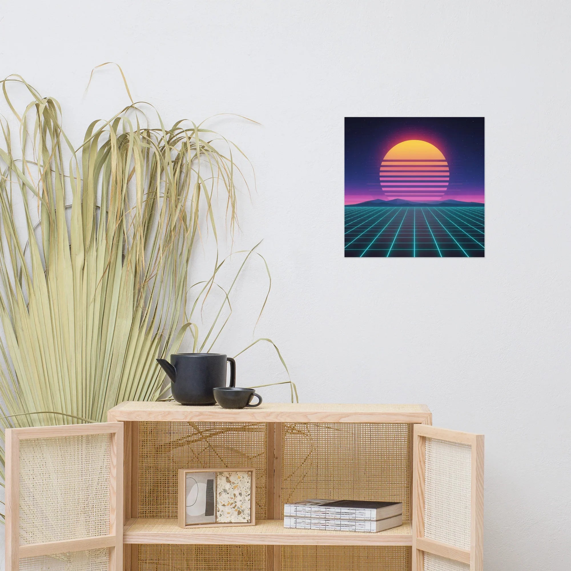 Synthwave Horizon – Retro Futuristic Neon Sunset Wall Art - RaZits