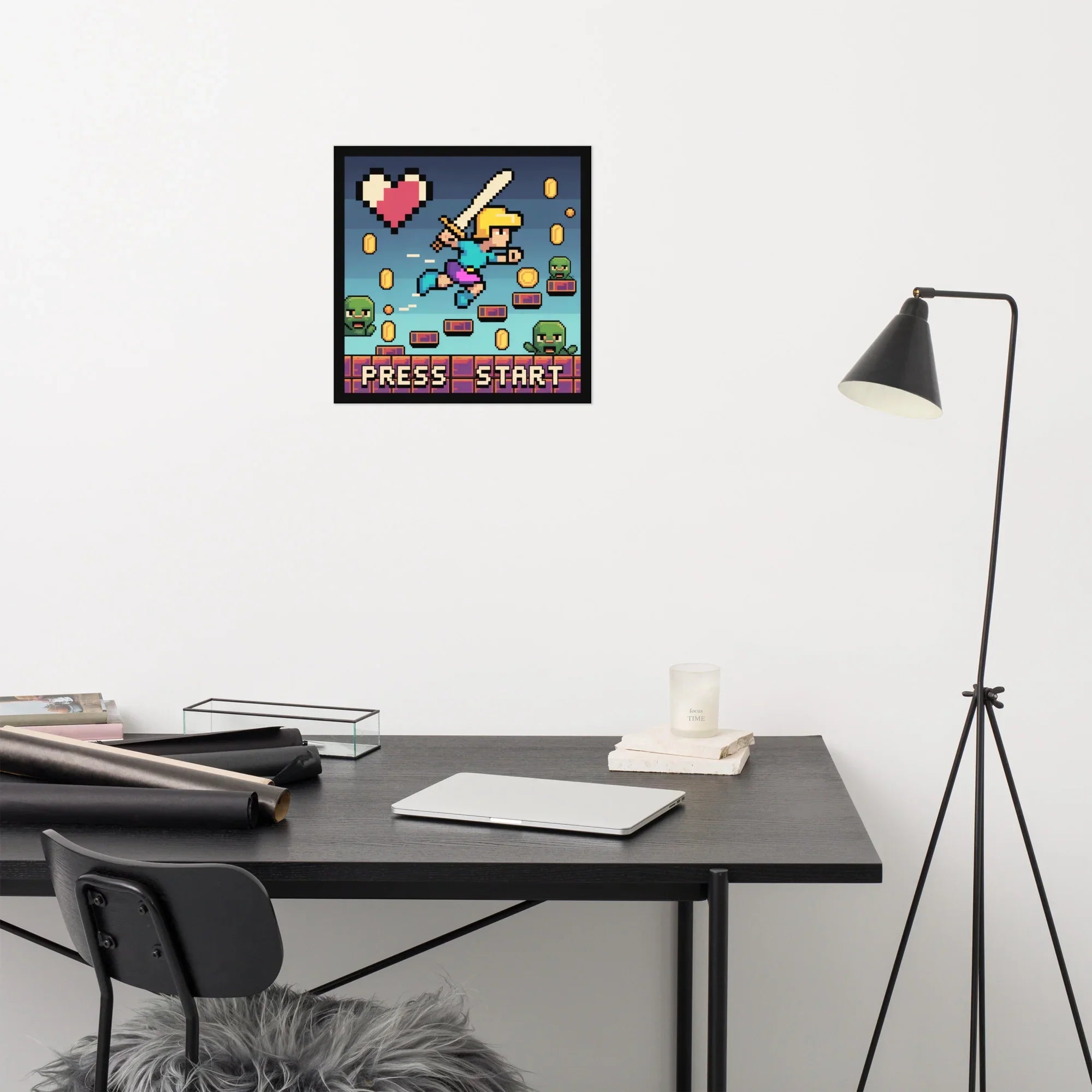 Pixel Art Poster – Press Start 8-Bit Retro Gaming Wall Art for Nostalgic Players - RaZits