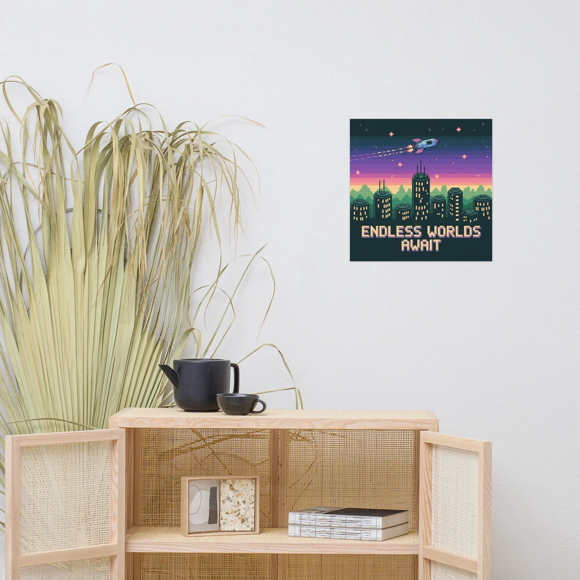 Endless Worlds Await – Pixel Art Space Poster - RaZits