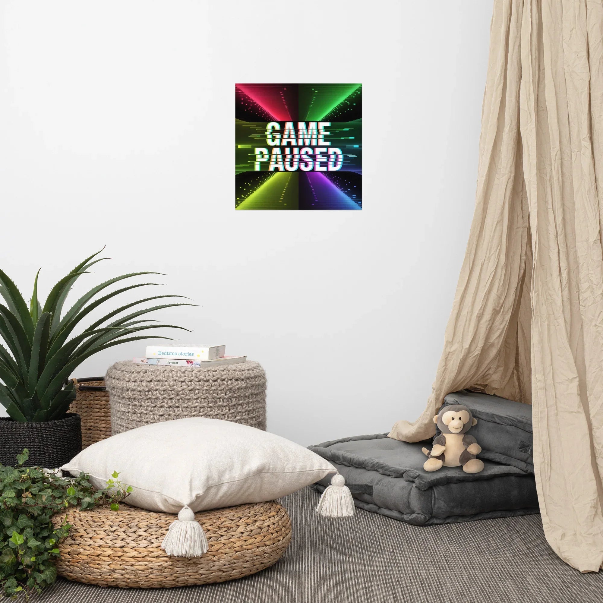 Game Paused – Glitch Effect Retro Gaming Wall Art - RaZits