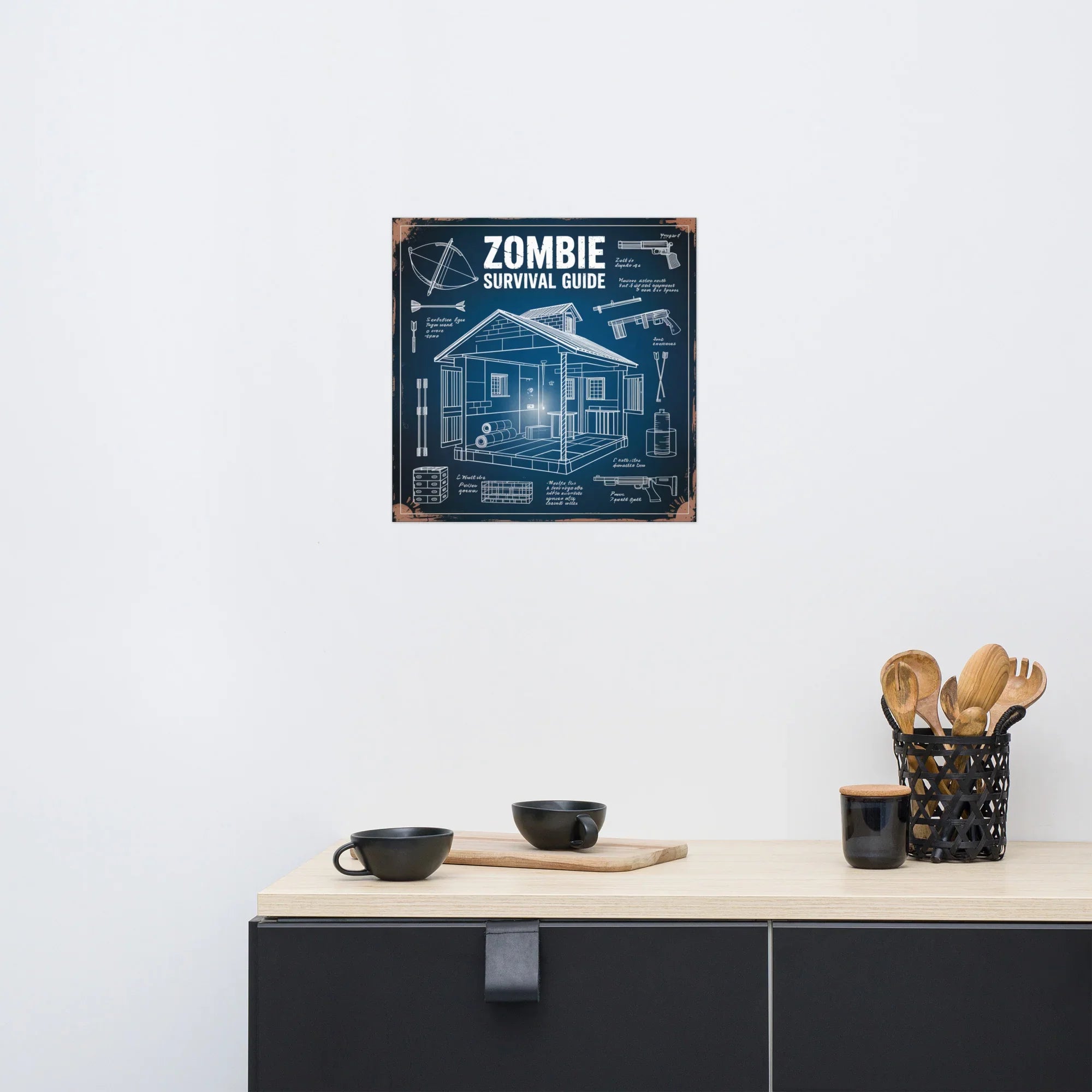 Zombie Survival Guide Blueprint – Tactical Gamer Wall Art - RaZits