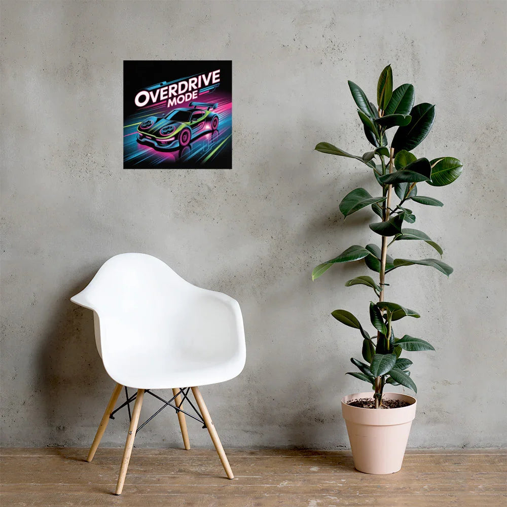 Overdrive Mode – Neon Racing Gamer Wall Art - RaZits