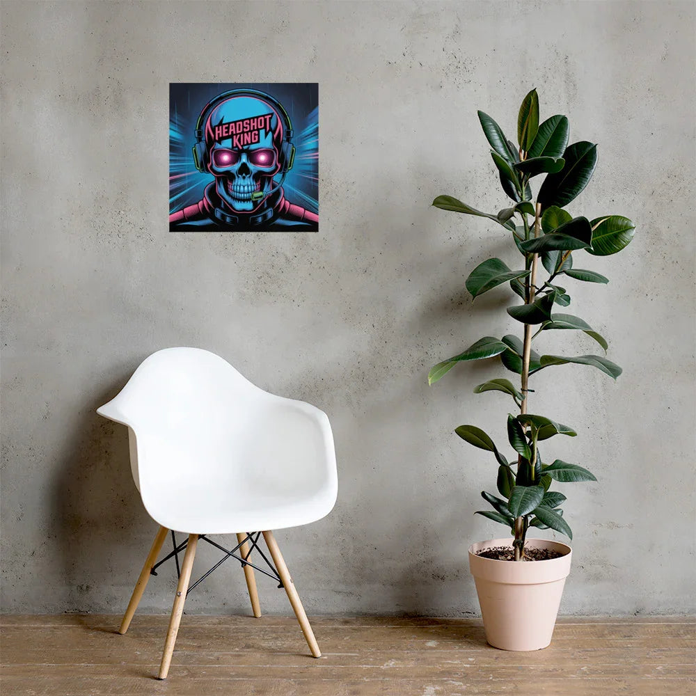 Headshot King – Cyberpunk Gamer Art for Futuristic Esports Room Decor - RaZits