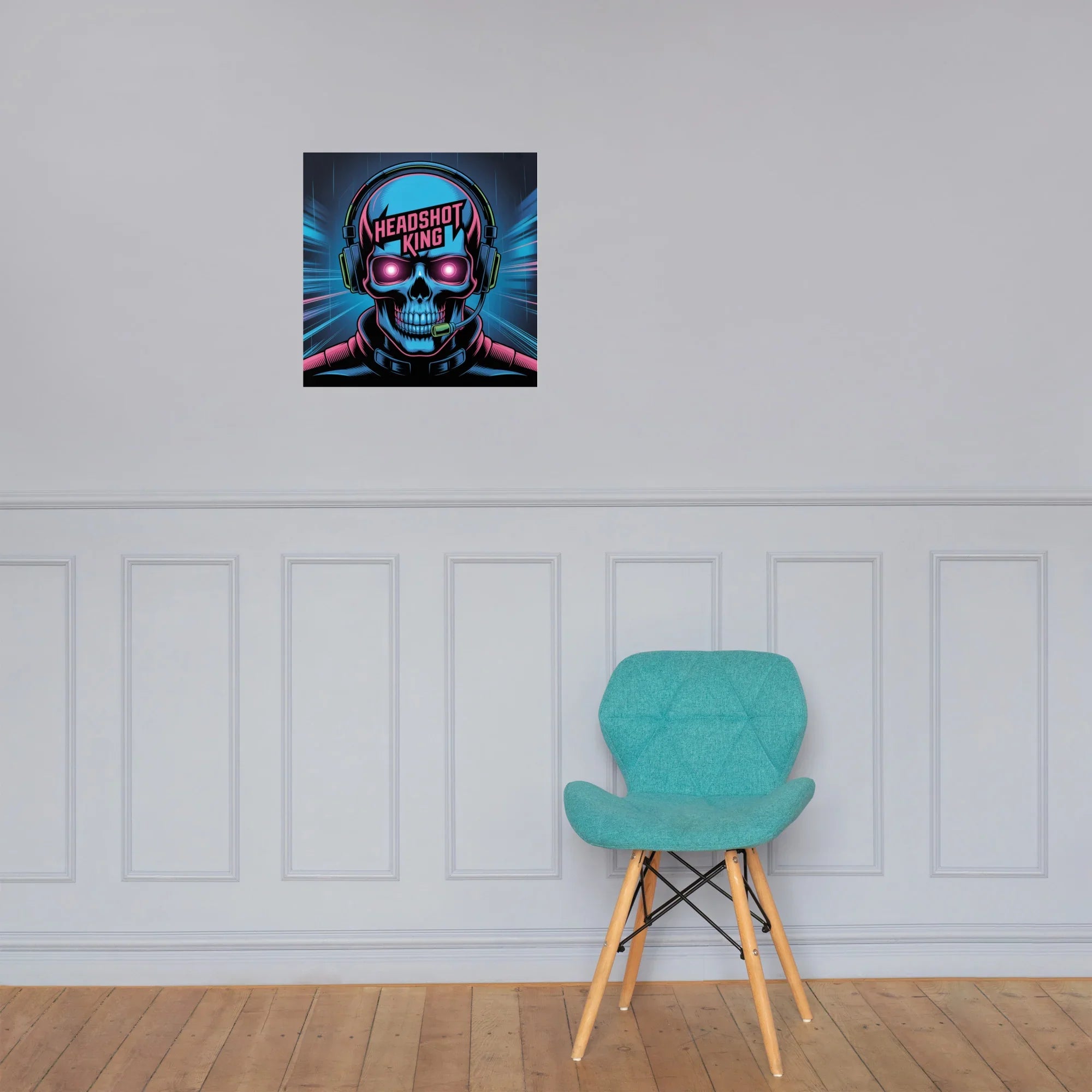Headshot King – Cyberpunk Gamer Art for Futuristic Esports Room Decor - RaZits