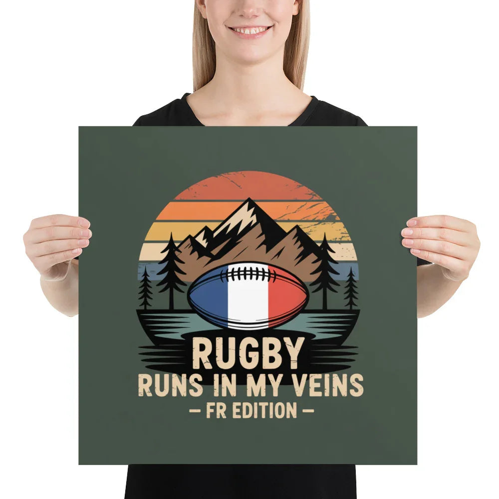 Rugby Runs in My Veins – France Poster (Midnight Edition) - RaZits