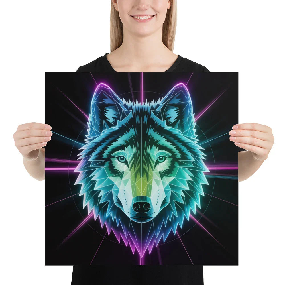 Neon Wolf Poster – Cyberpunk Gaming Wall Art - RaZits
