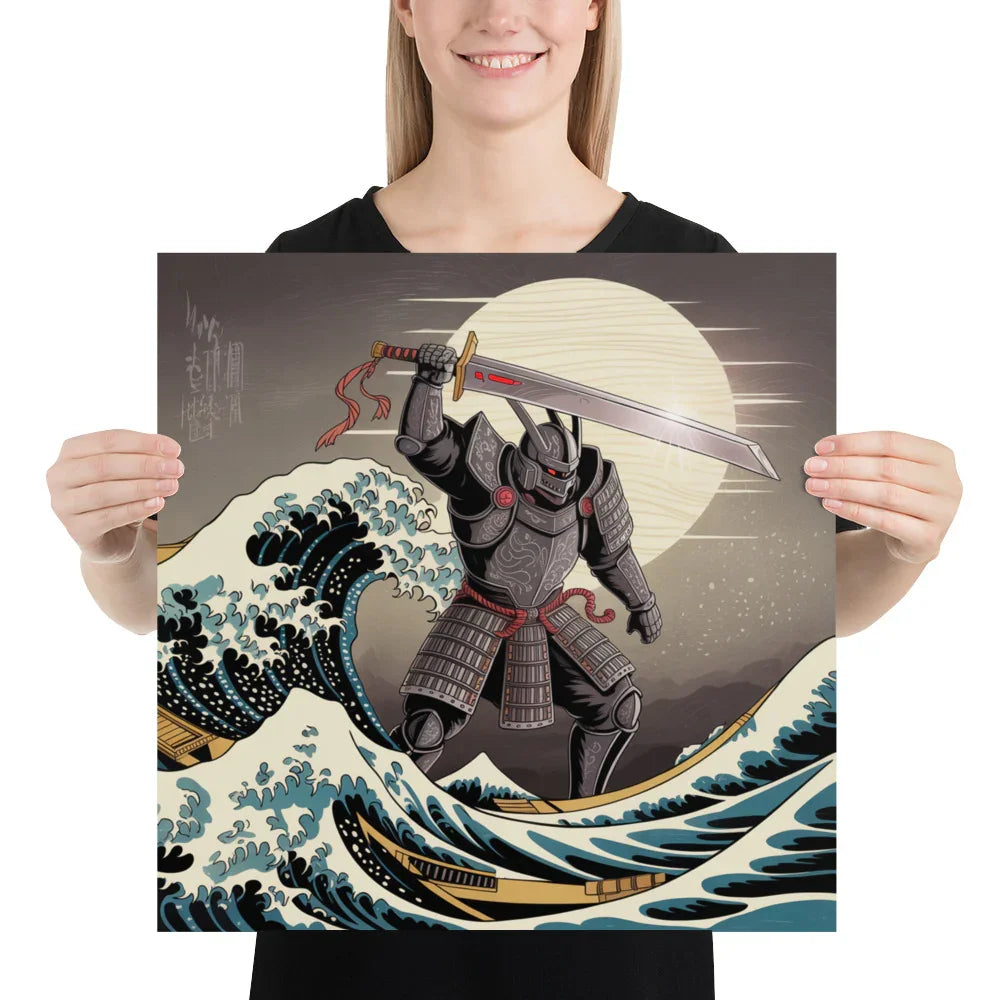 Cyber Samurai Wall Art – Katana Artwork Inspired by Japanese Wave & Mythology - RaZits