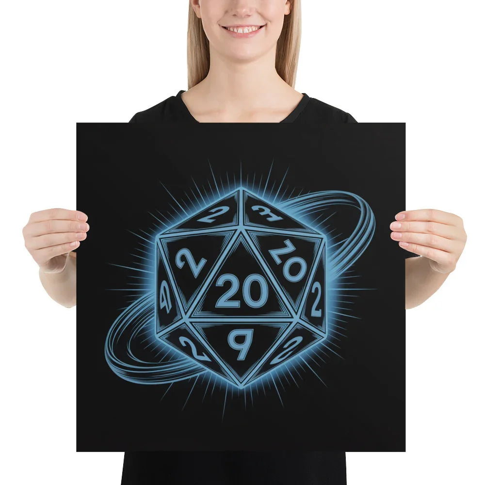 D20 Neon Dice Glow – Tabletop RPG Wall Art for Gaming Rooms - RaZits
