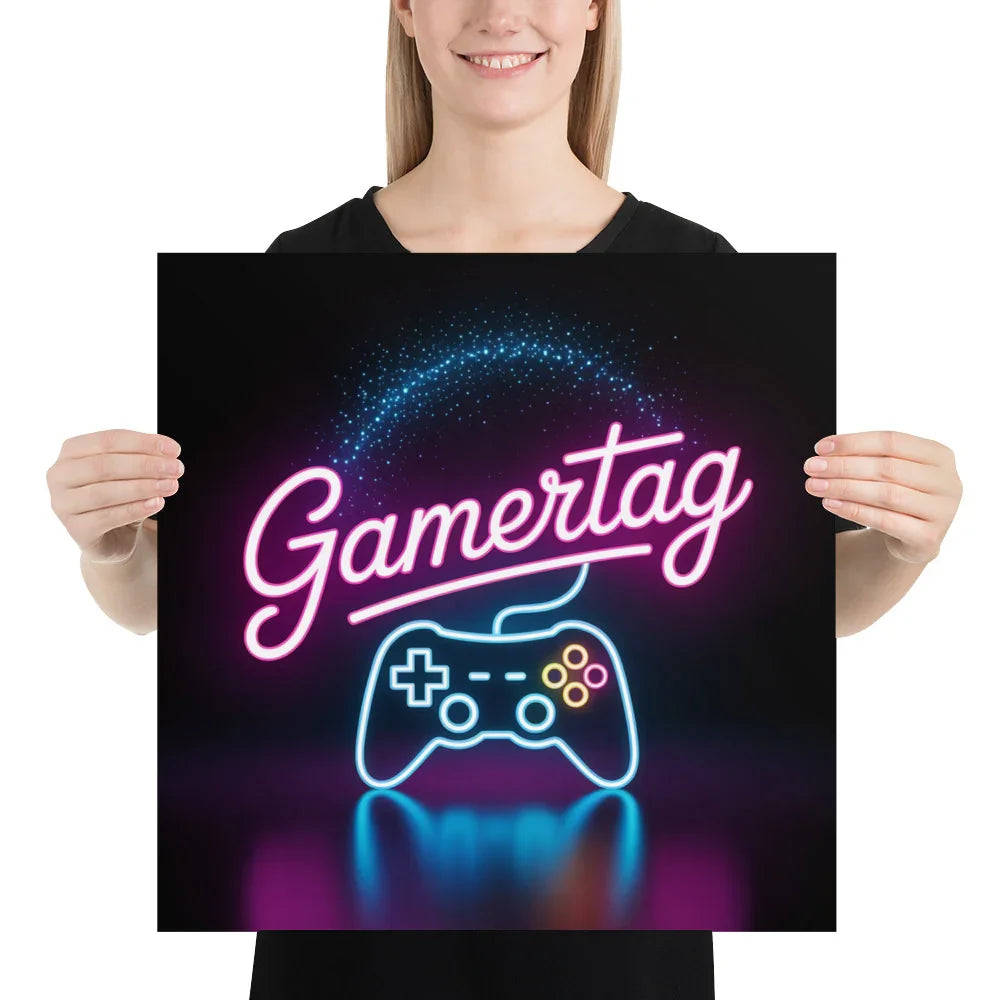 Gamertag Neon Gaming Wall Art – Personalized Gamer Room Aesthetic - RaZits
