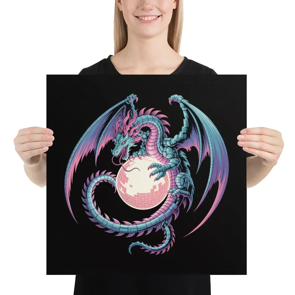 Cyber Dragon – Neon Pixel Fantasy Gaming Poster - RaZits