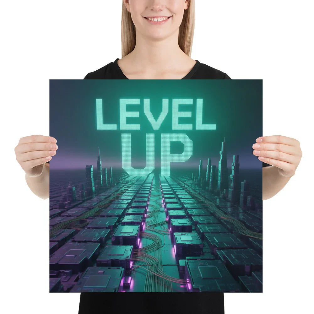 Level Up – Cyber Futuristic Wall Art for Gamers & Tech Lovers - RaZits