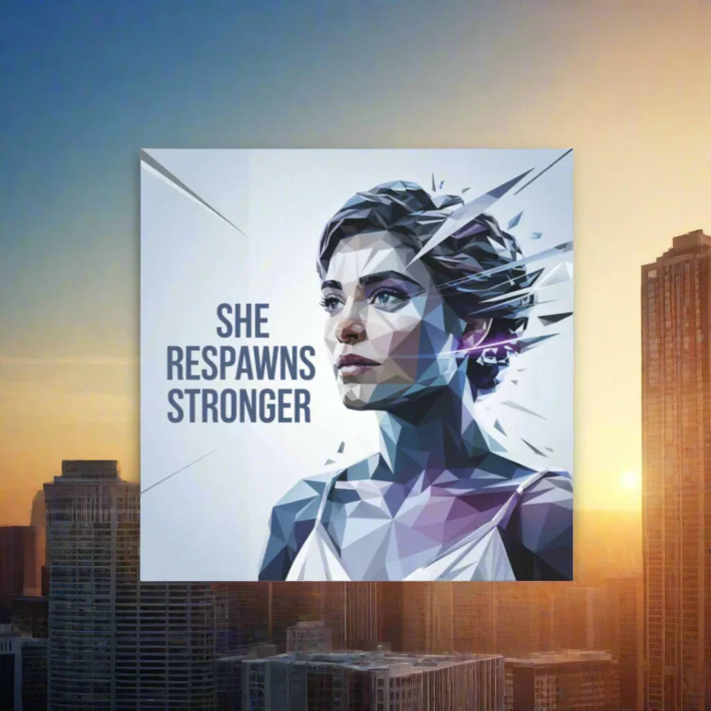 She Respawns Stronger – Polygonal Digital Art Print - RaZits
