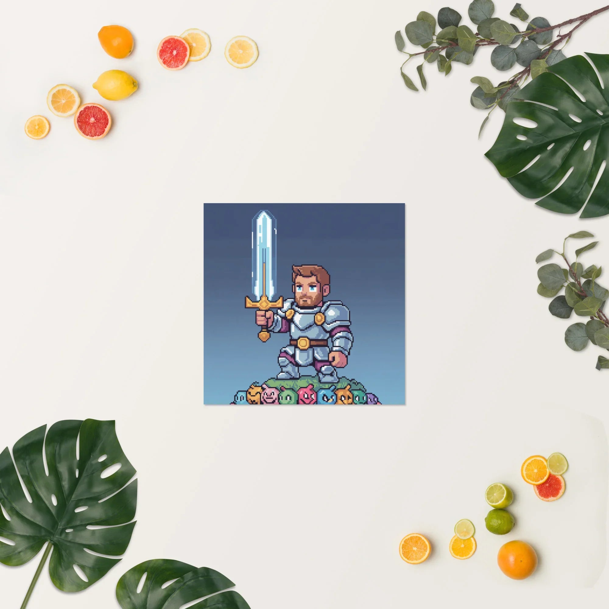 Pixel Knight – Fantasy Gaming Poster in Retro Pixel Art Style for Gamer Wall Decor - RaZits