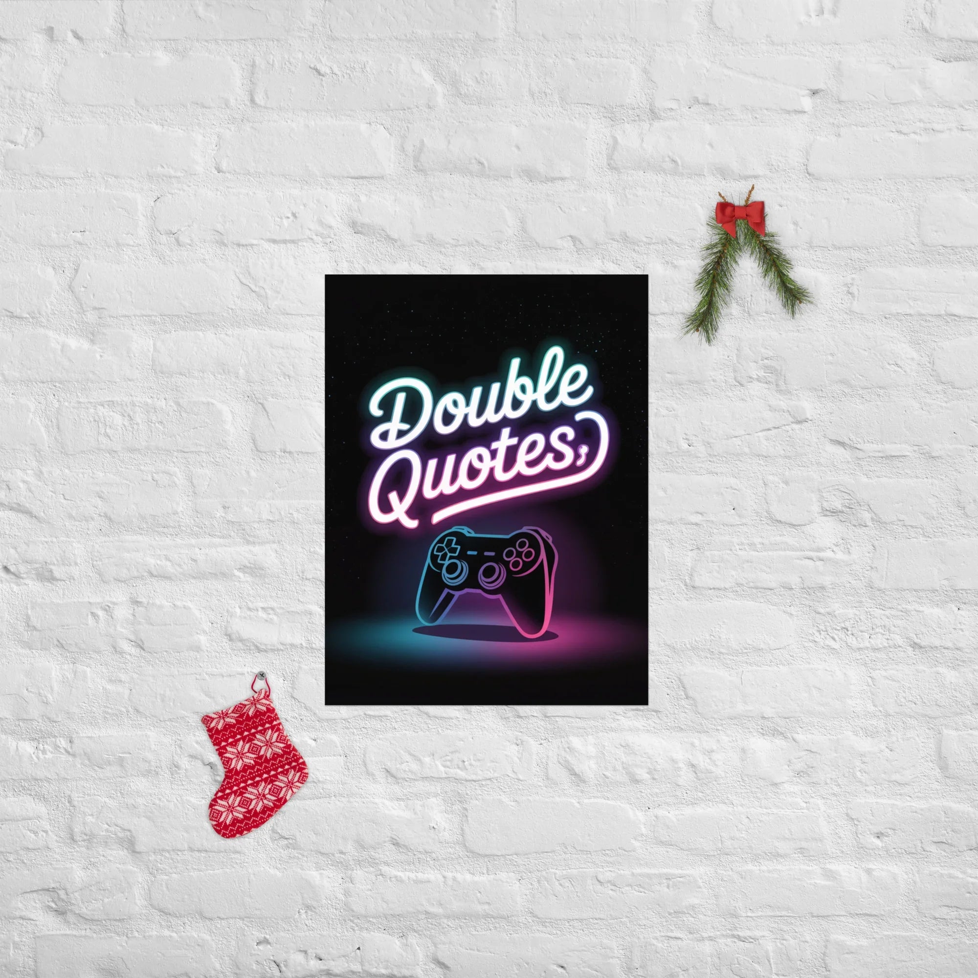 Double Quotes – Neon Gaming Controller Poster - RaZits