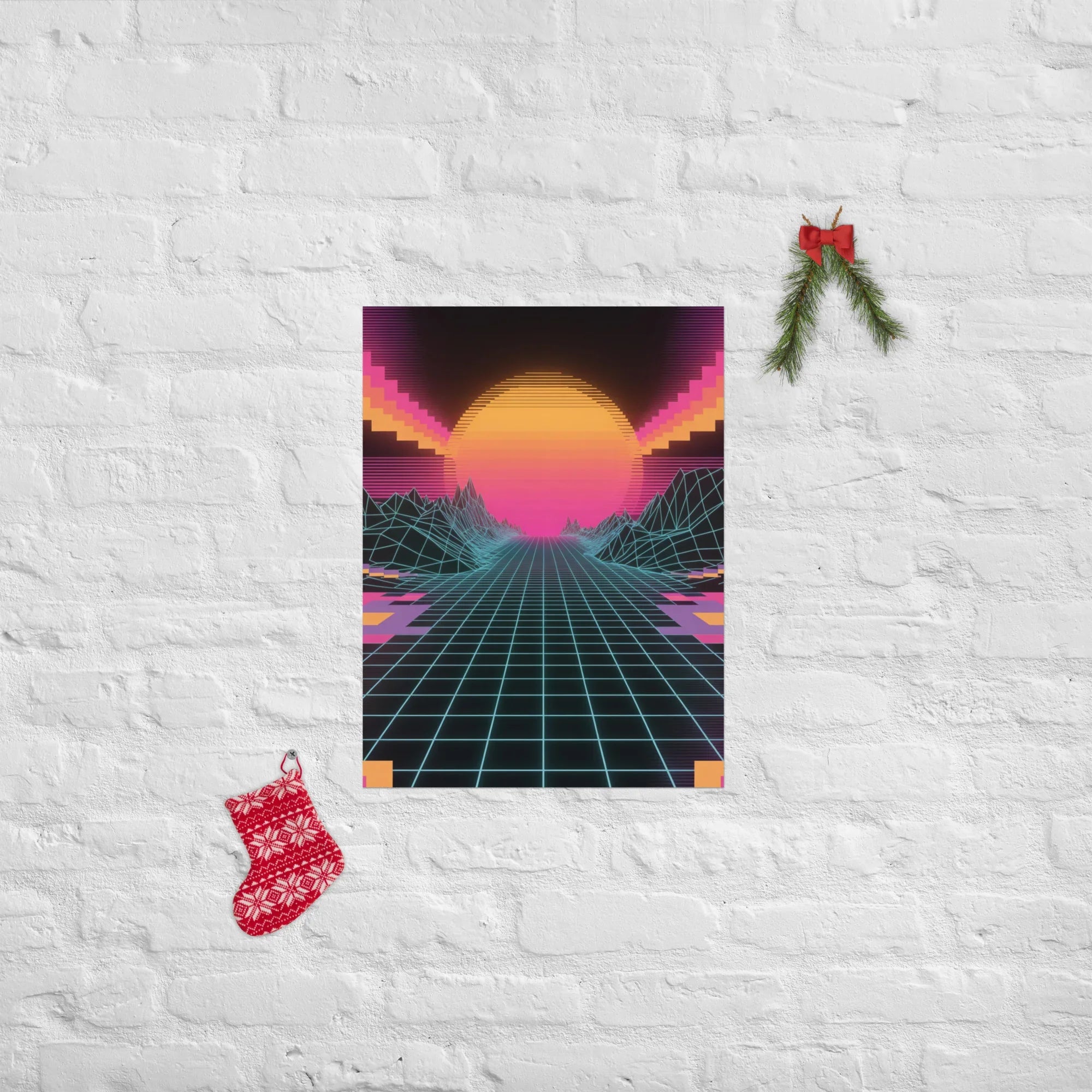 Neon Horizon – Retro Futurism Grid Sunset Gaming Poster - RaZits