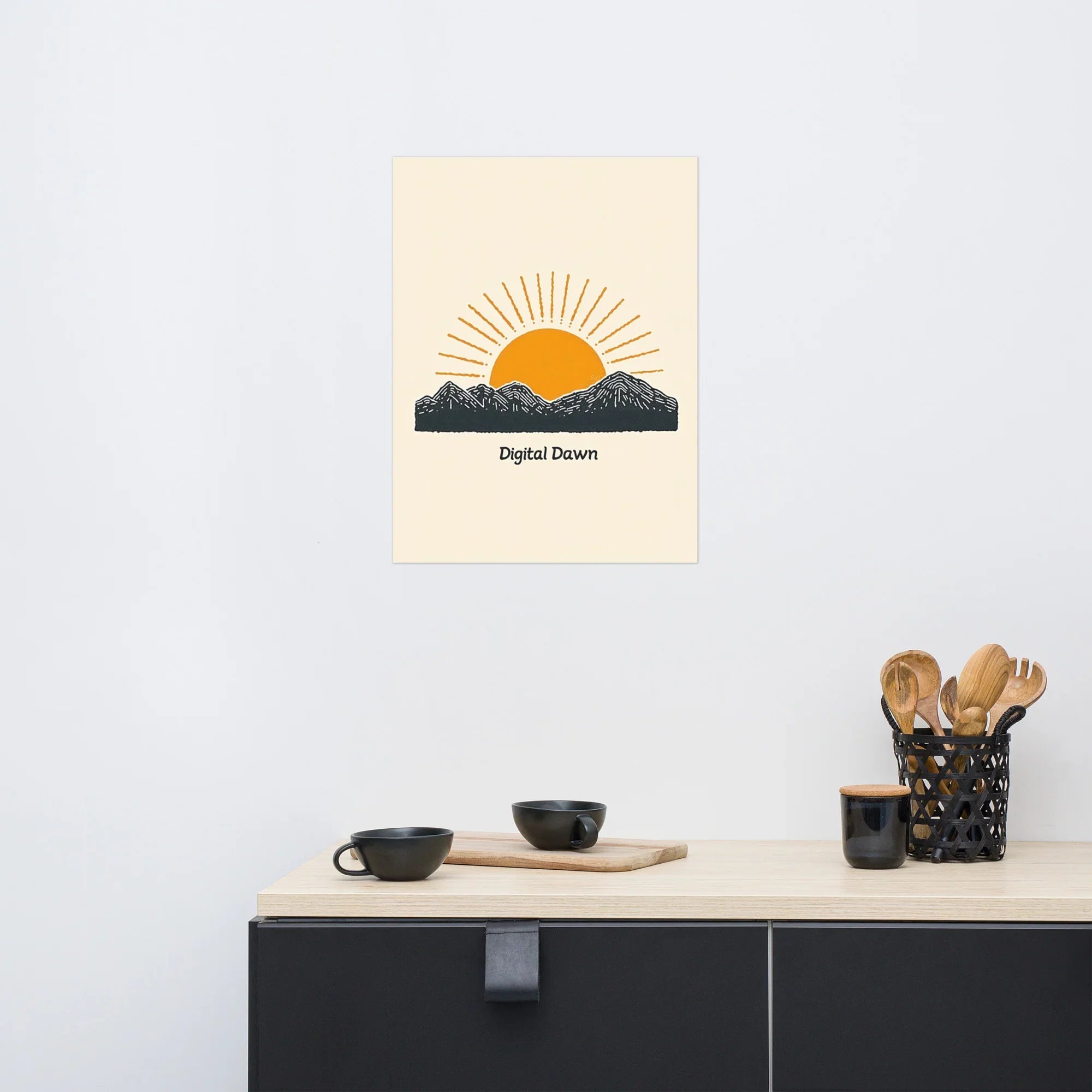 Digital Dawn Poster – Minimal Sunrise with a Tech Vibe - RaZits