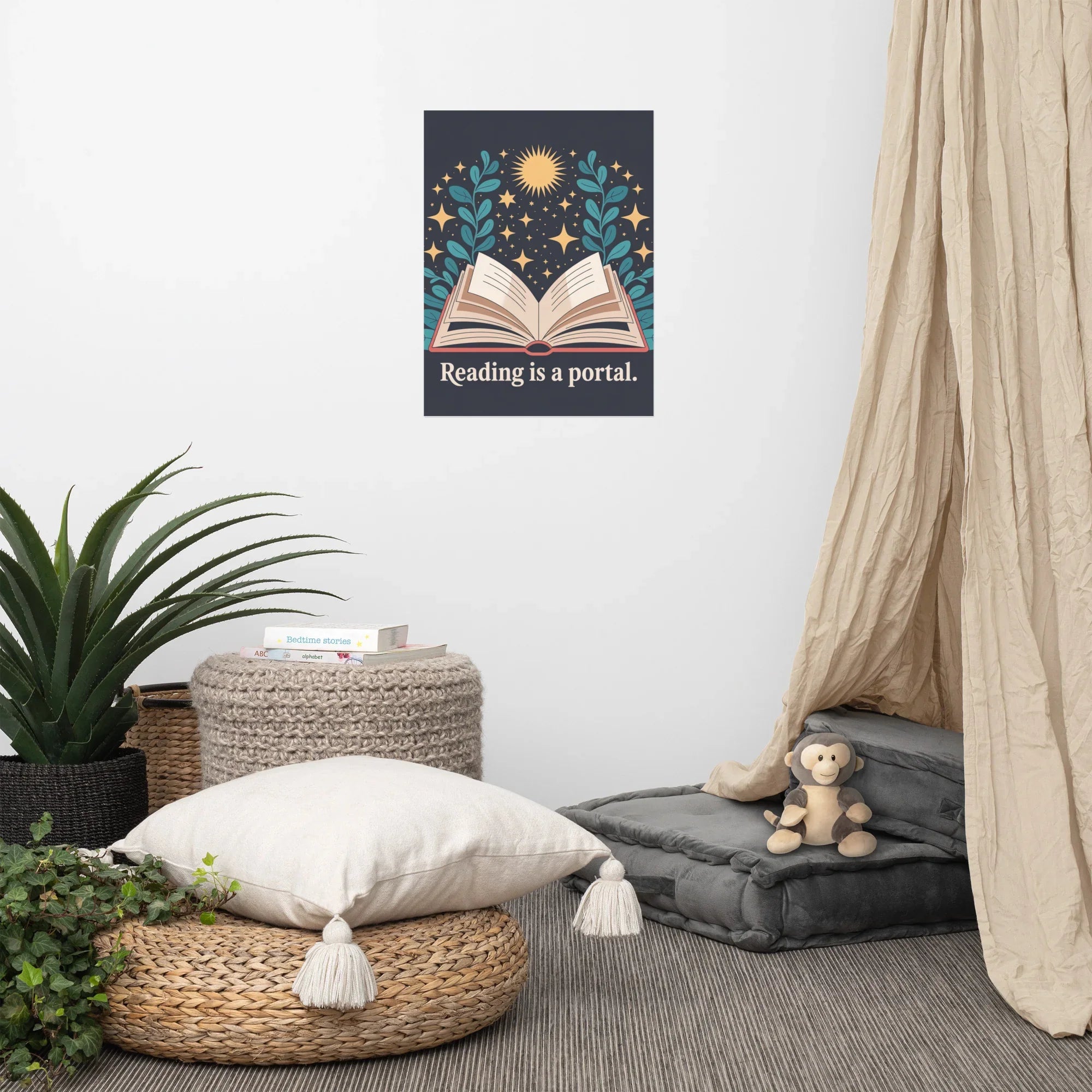 Reading Is a Portal Poster – Celestial Book Art Print - RaZits