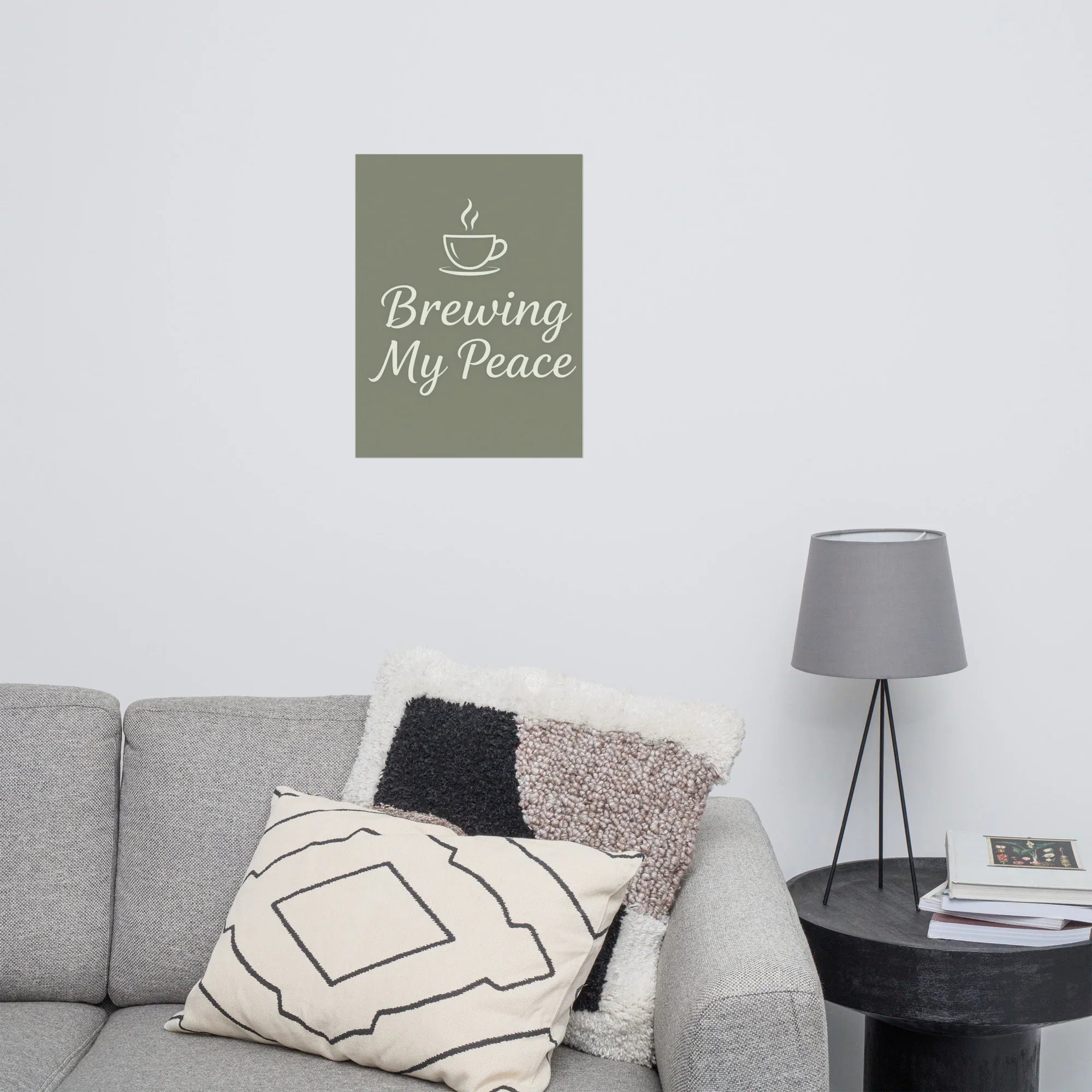 Brewing My Peace Wall Art – Soft Script Coffee Quote - RaZits