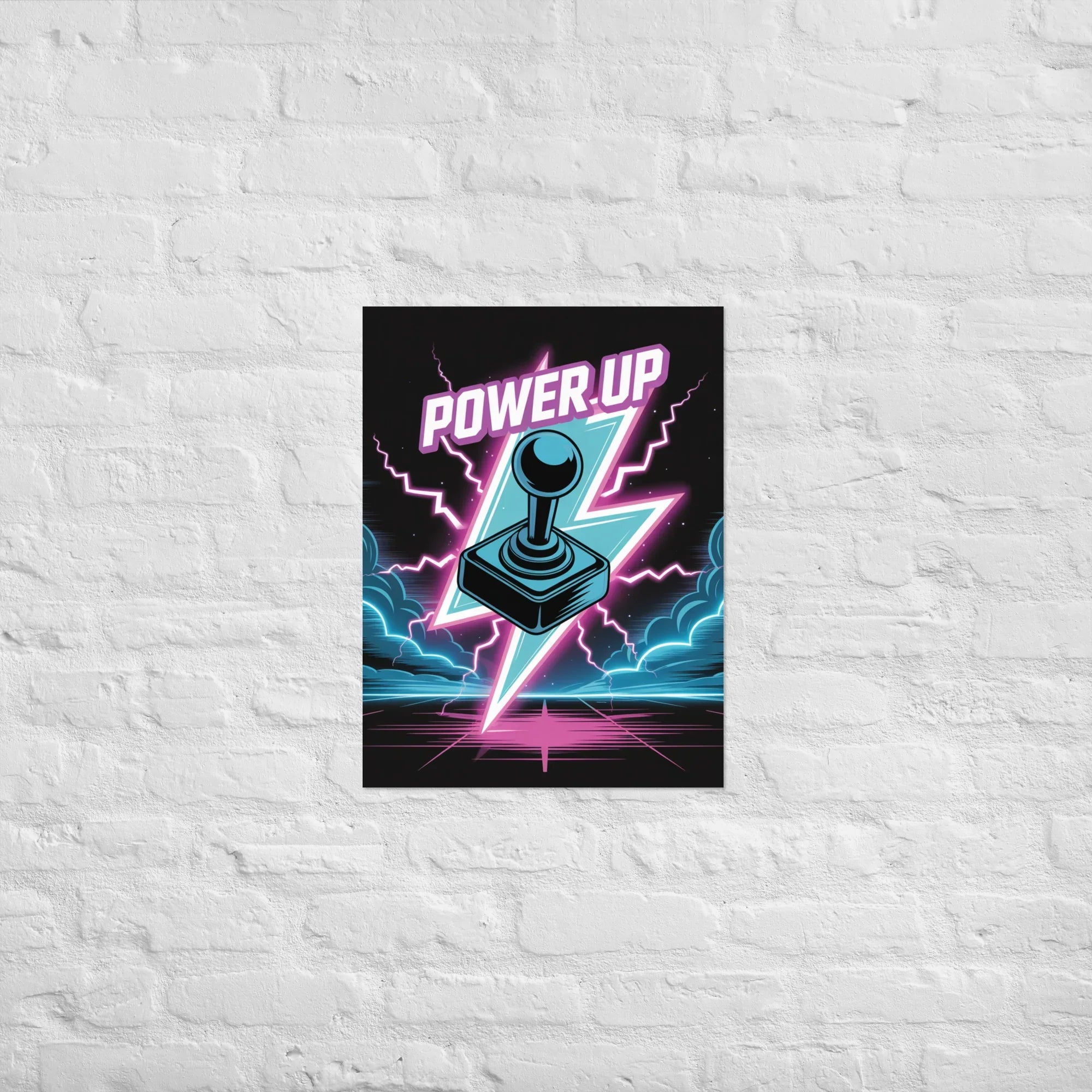 Power Up Gaming Poster – Retro Arcade Joystick Wall Art - RaZits