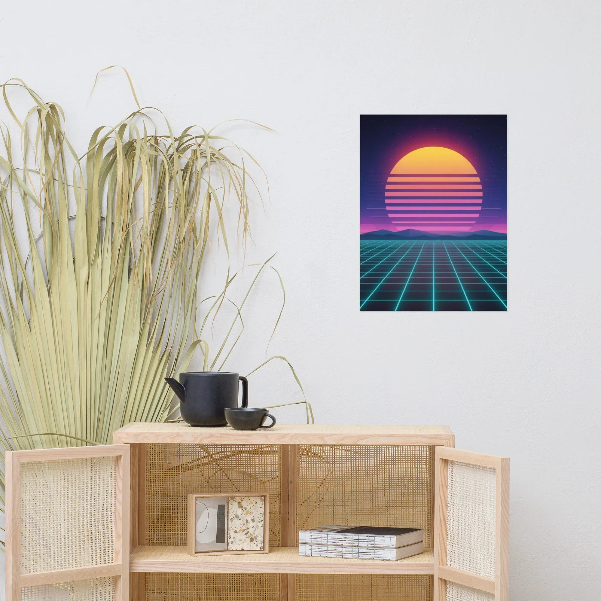 Synthwave Horizon – Retro Futuristic Neon Sunset Wall Art - RaZits
