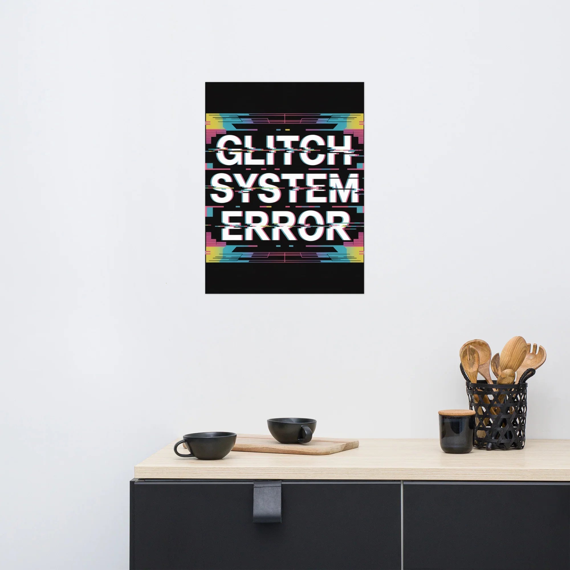 Glitch System Error – Cyberpunk Digital Distortion Art Poster - RaZits