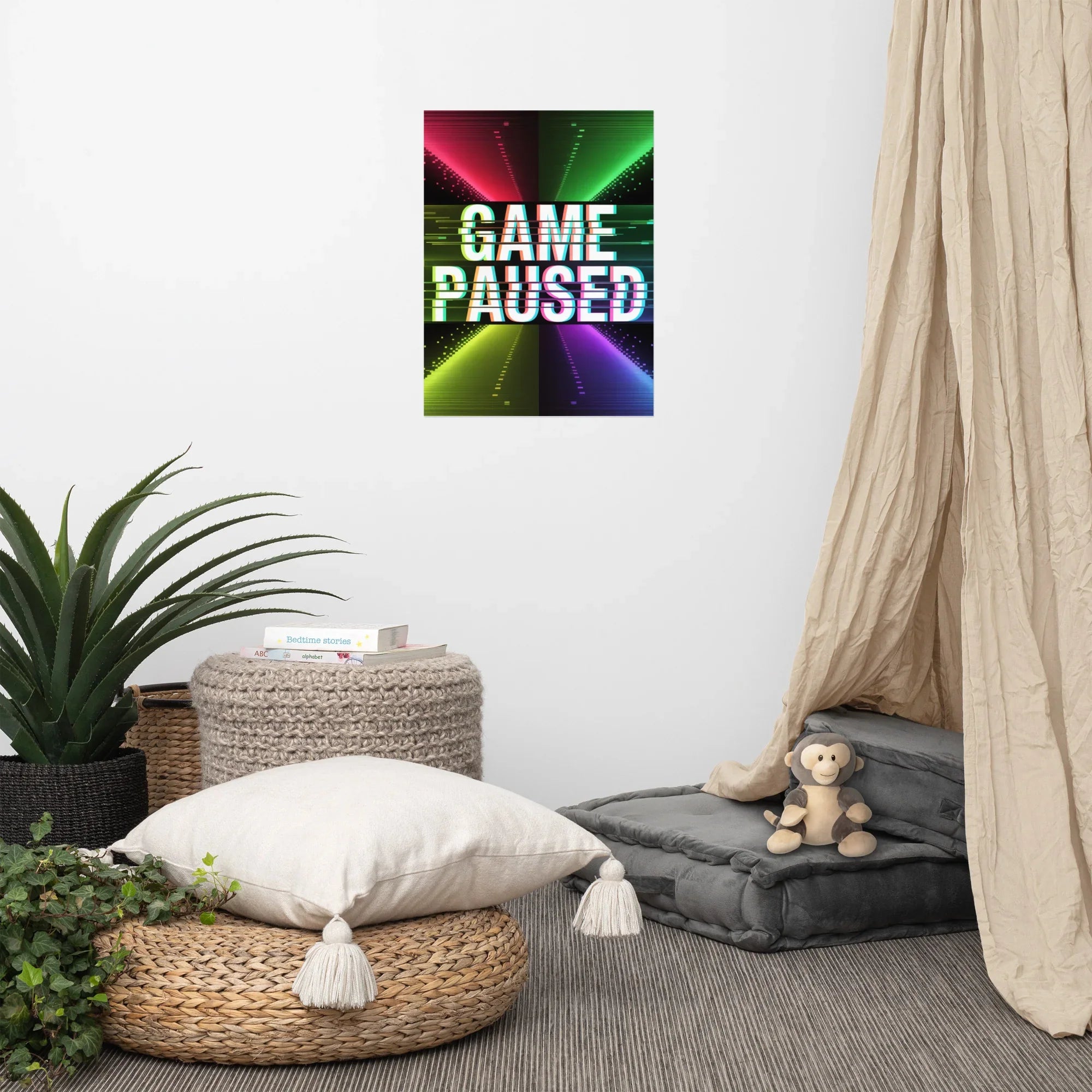 Game Paused – Glitch Effect Retro Gaming Wall Art - RaZits