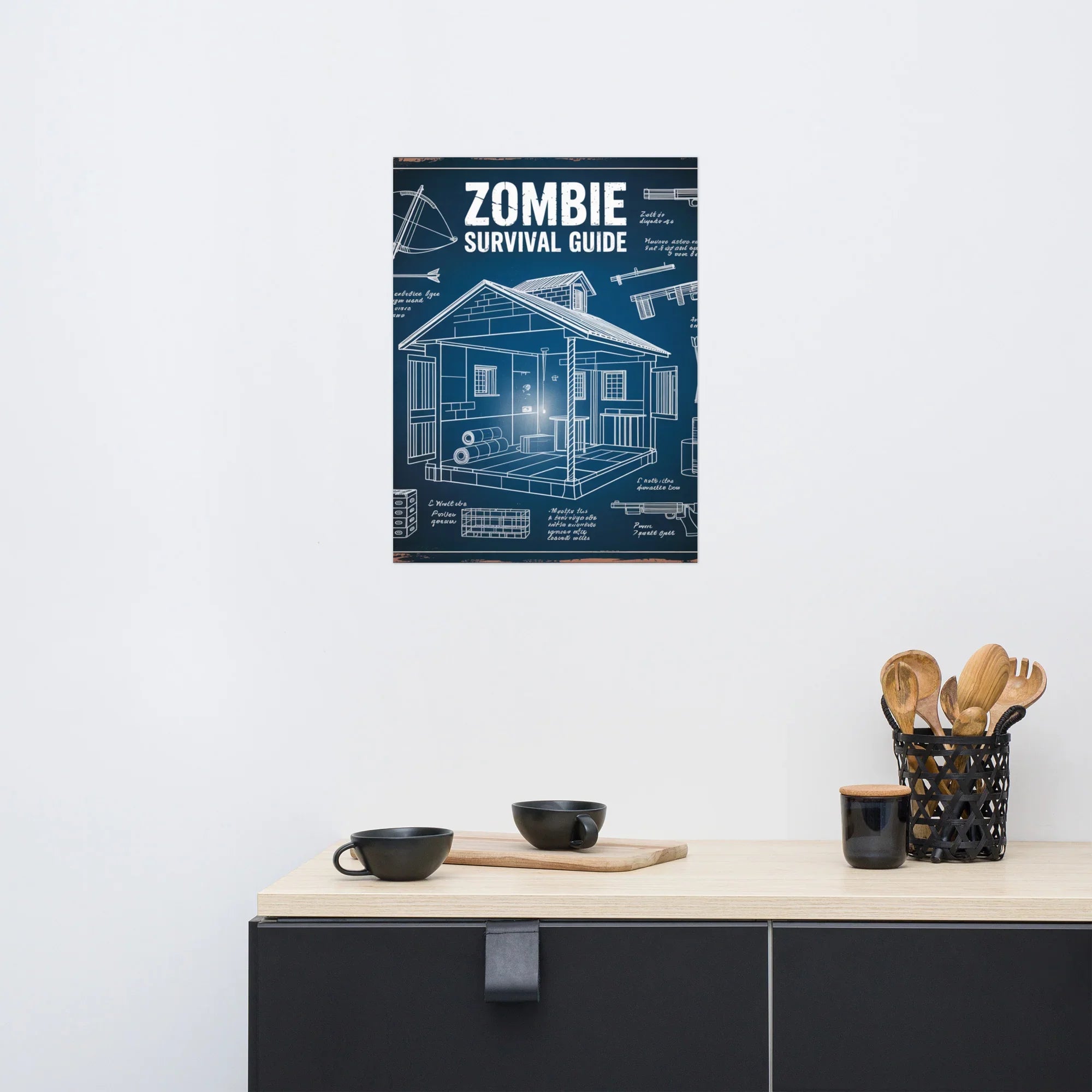 Zombie Survival Guide Blueprint – Tactical Gamer Wall Art - RaZits