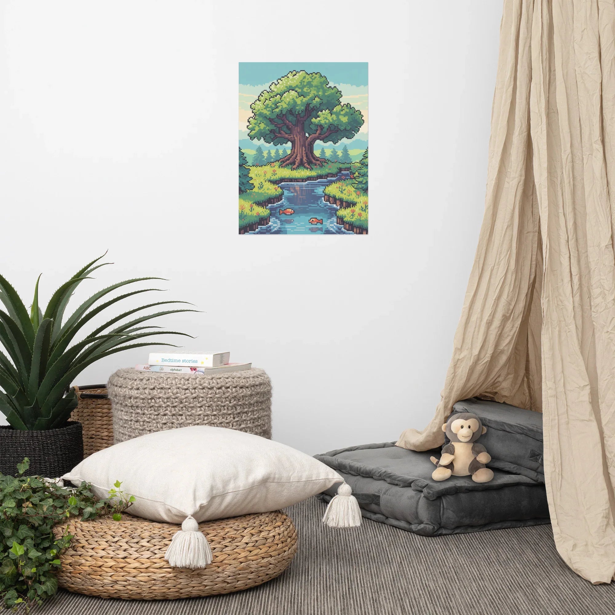 Pixel Grove – Retro Gaming Poster for Gamer Wall Art & Pixel Landscape Decor - RaZits