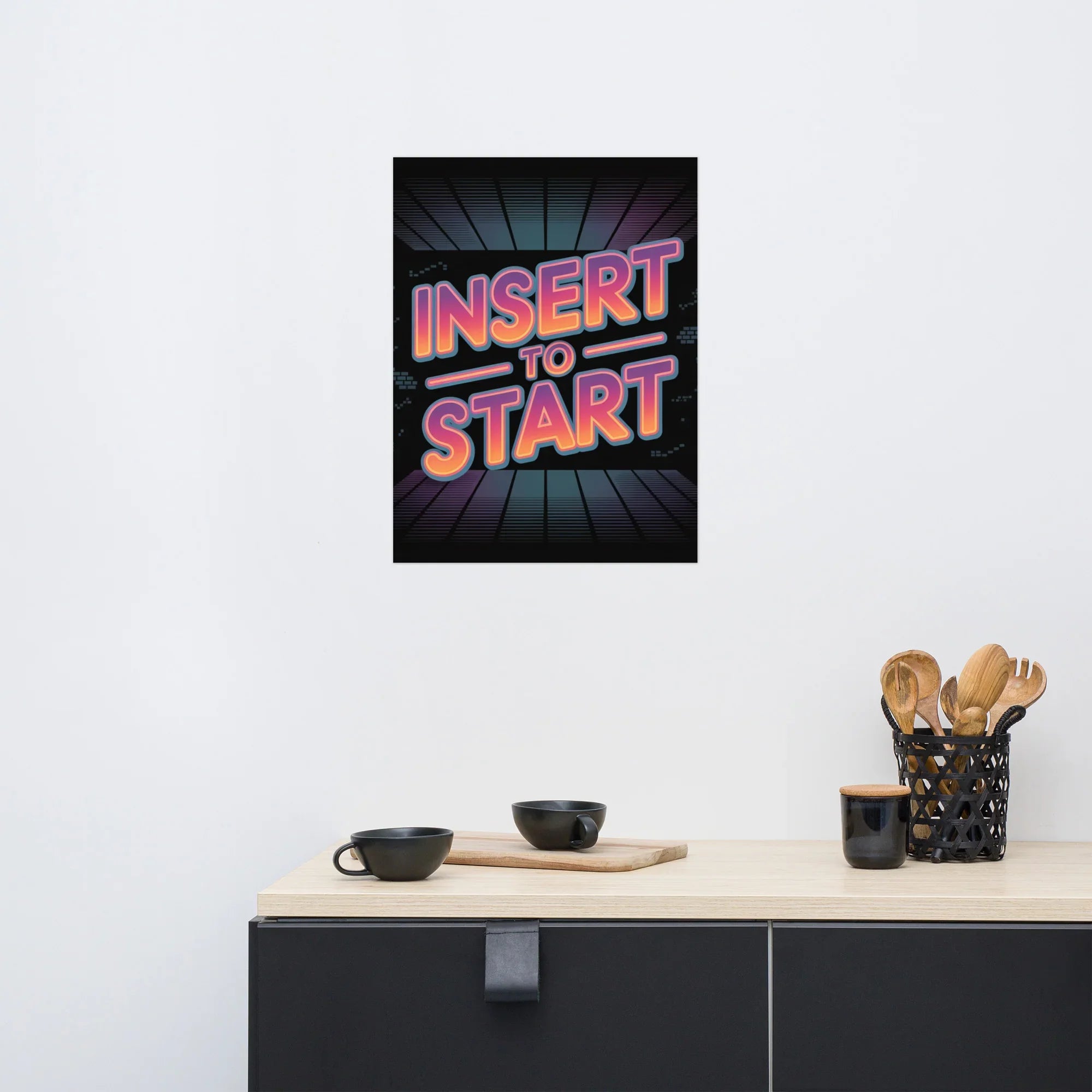 Insert to Start – Retro Neon Arcade Poster - RaZits