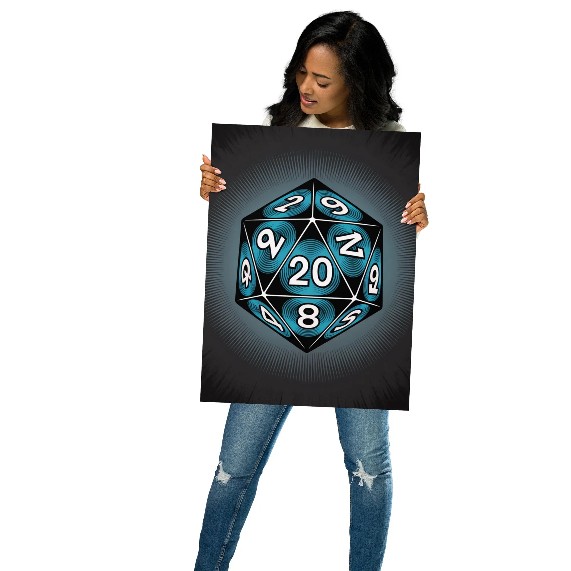 Roll For Glory – D20 Dice Art Poster for RPG Fans and Dungeon Masters - RaZits