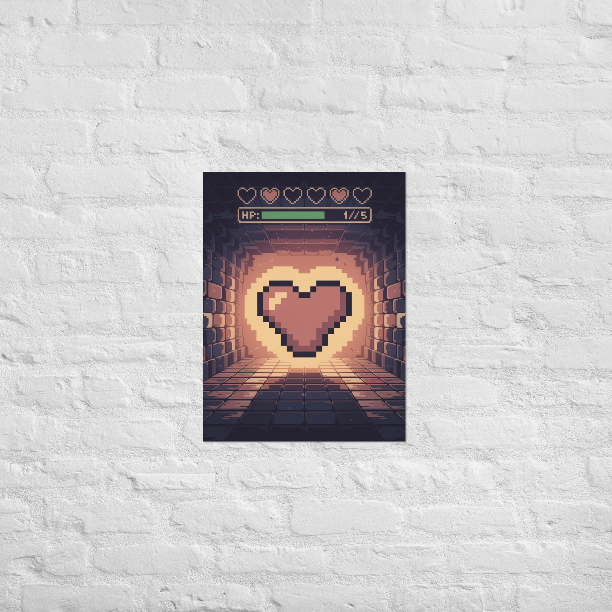 Pixel heart Last Life Standing gaming poster on Enhanced Matte Paper