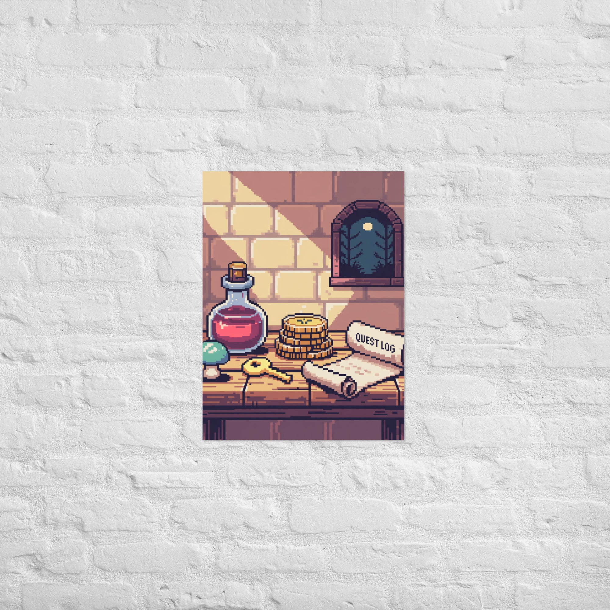 Pixel art Still Life with Save Point gaming poster on Enhanced Matte Paper