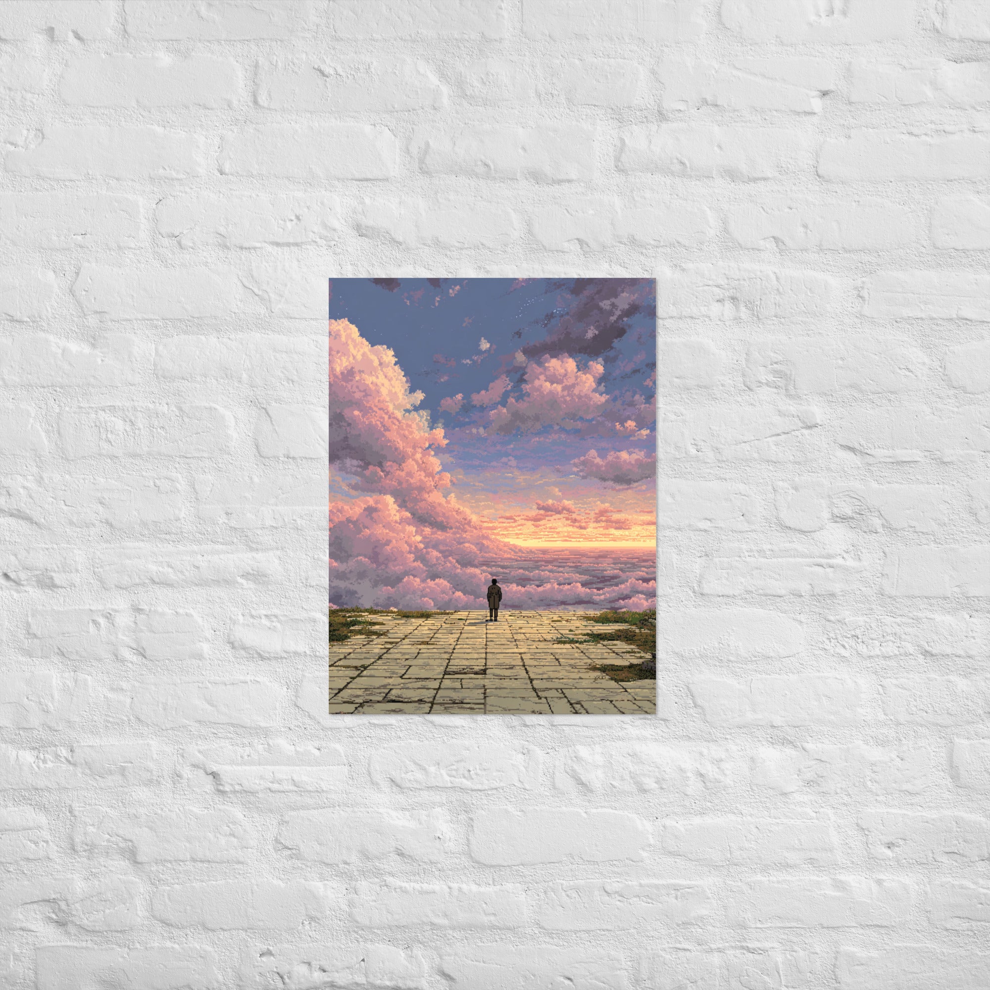 16-bit Mode 7 Horizon SNES gaming poster on Enhanced Matte Paper