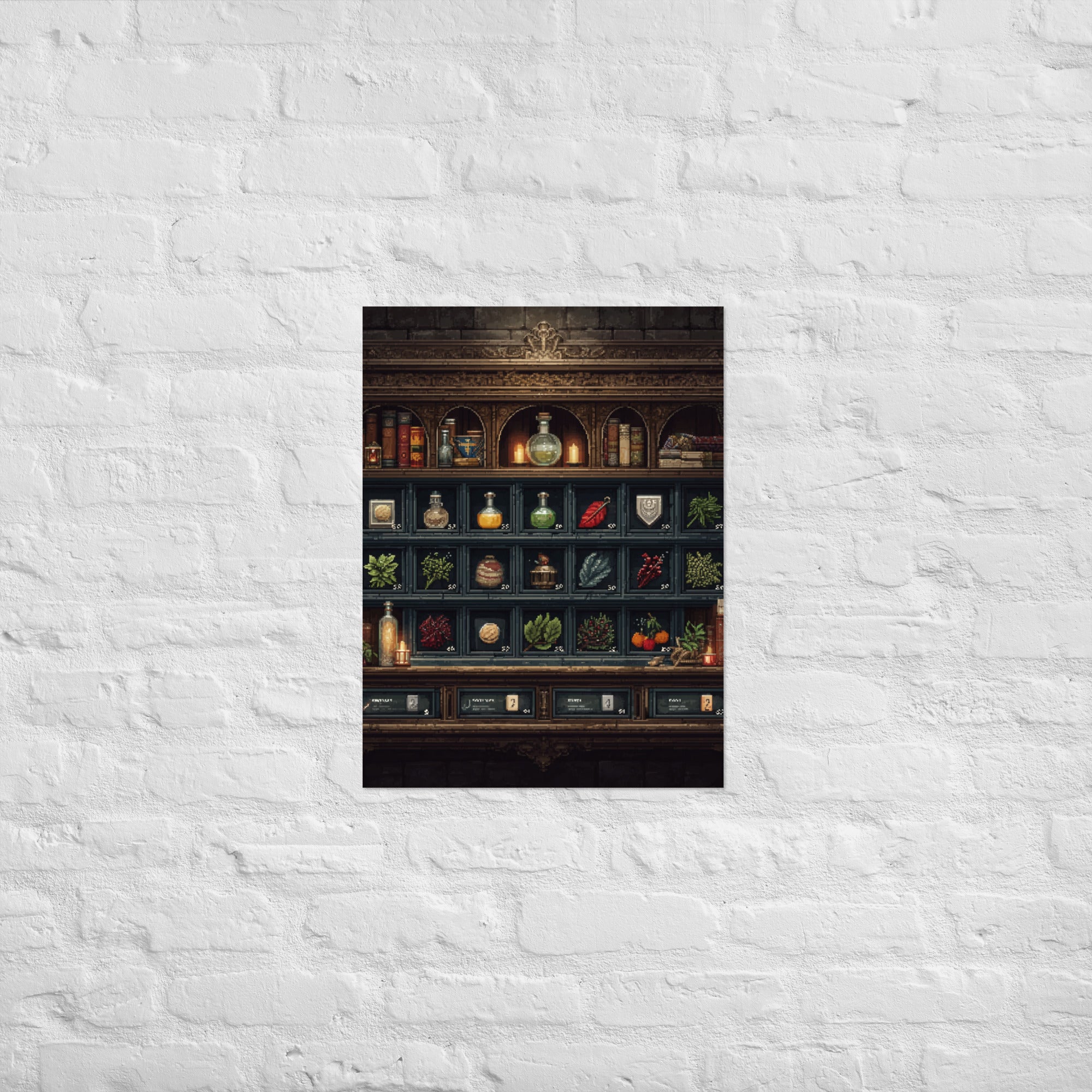 Retro inventory grid Every Slot Tells a Story poster on Enhanced Matte Paper