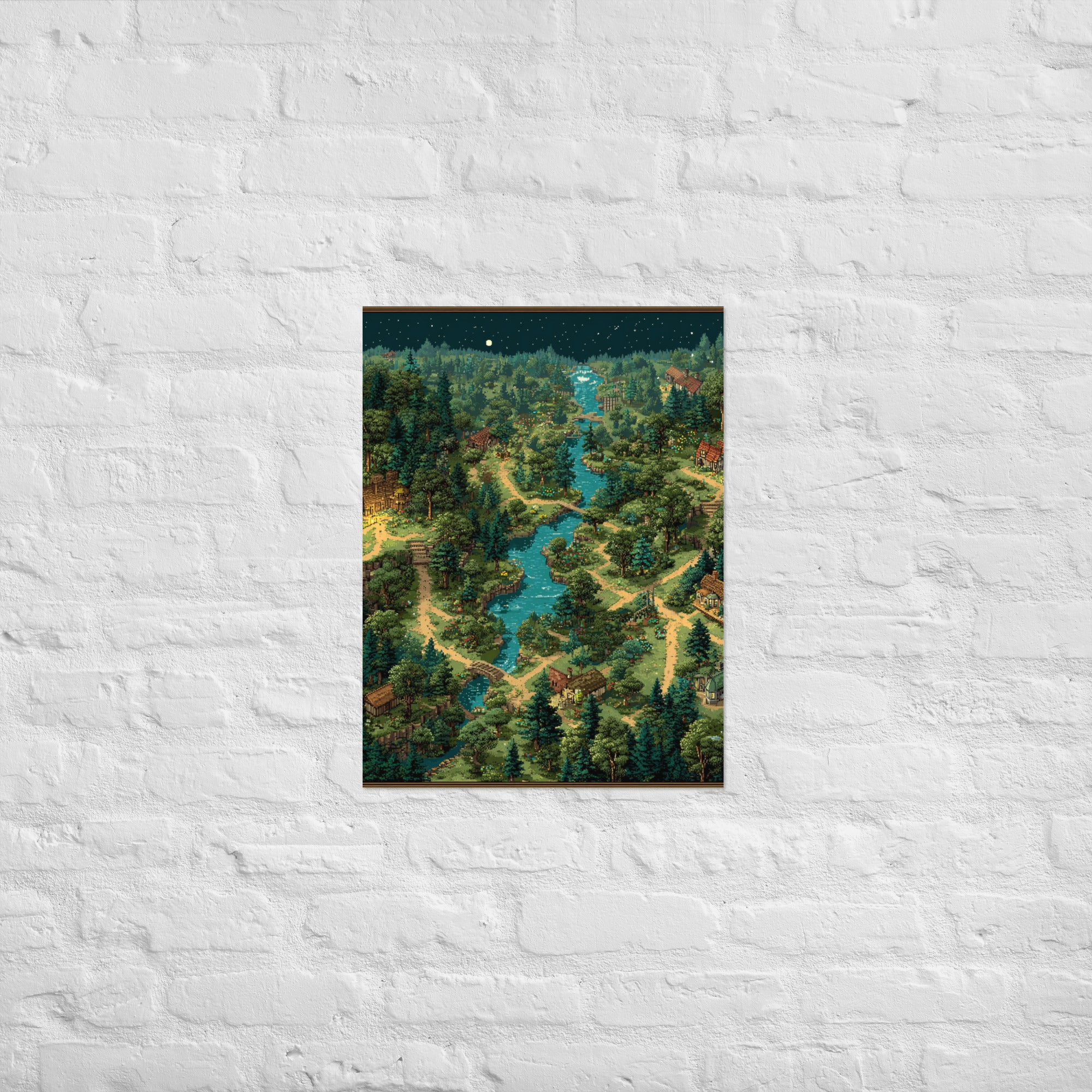 Retro pixel Overworld at 3AM poster on Enhanced Matte Paper