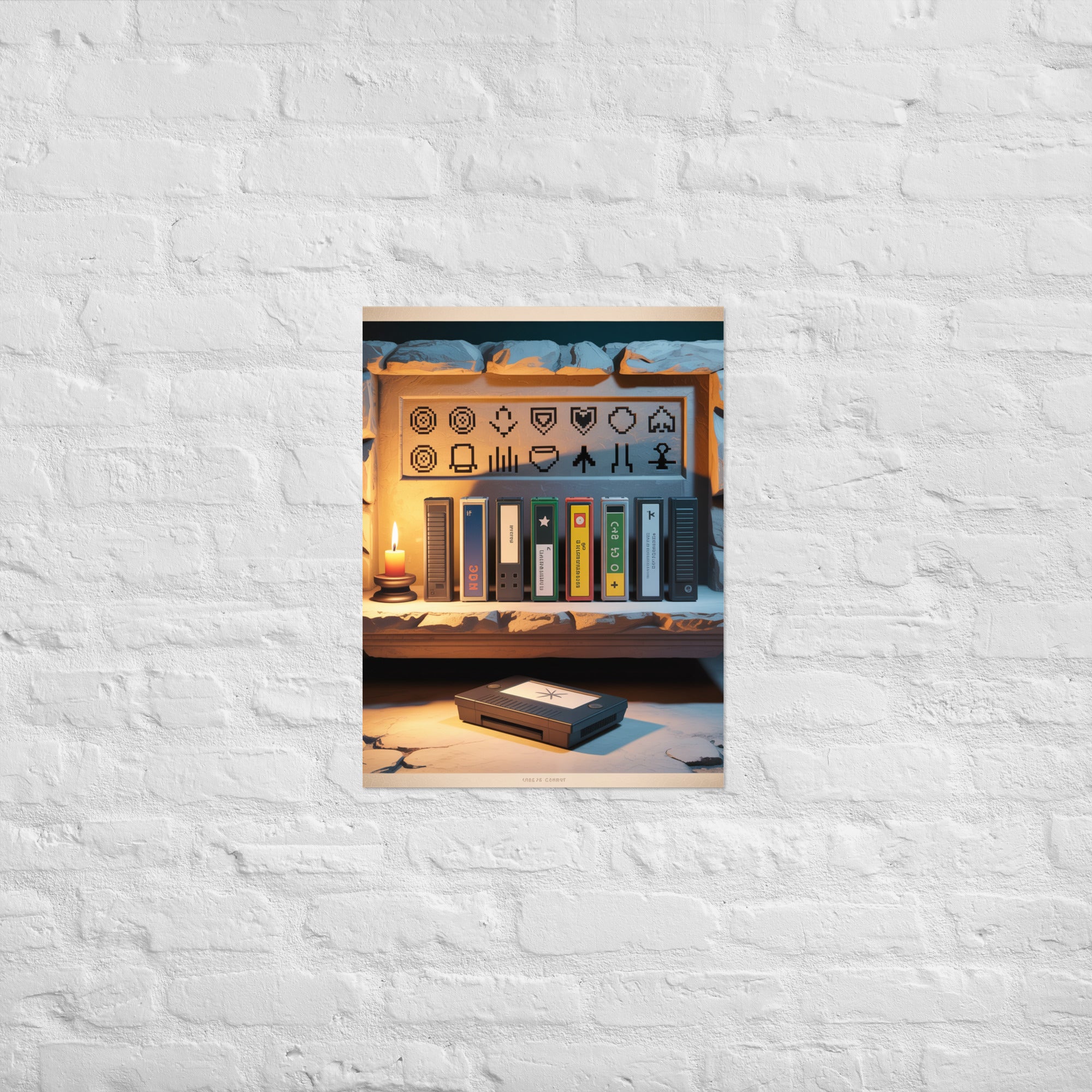 Old school gaming Cartridge Altar poster on Enhanced Matte Paper