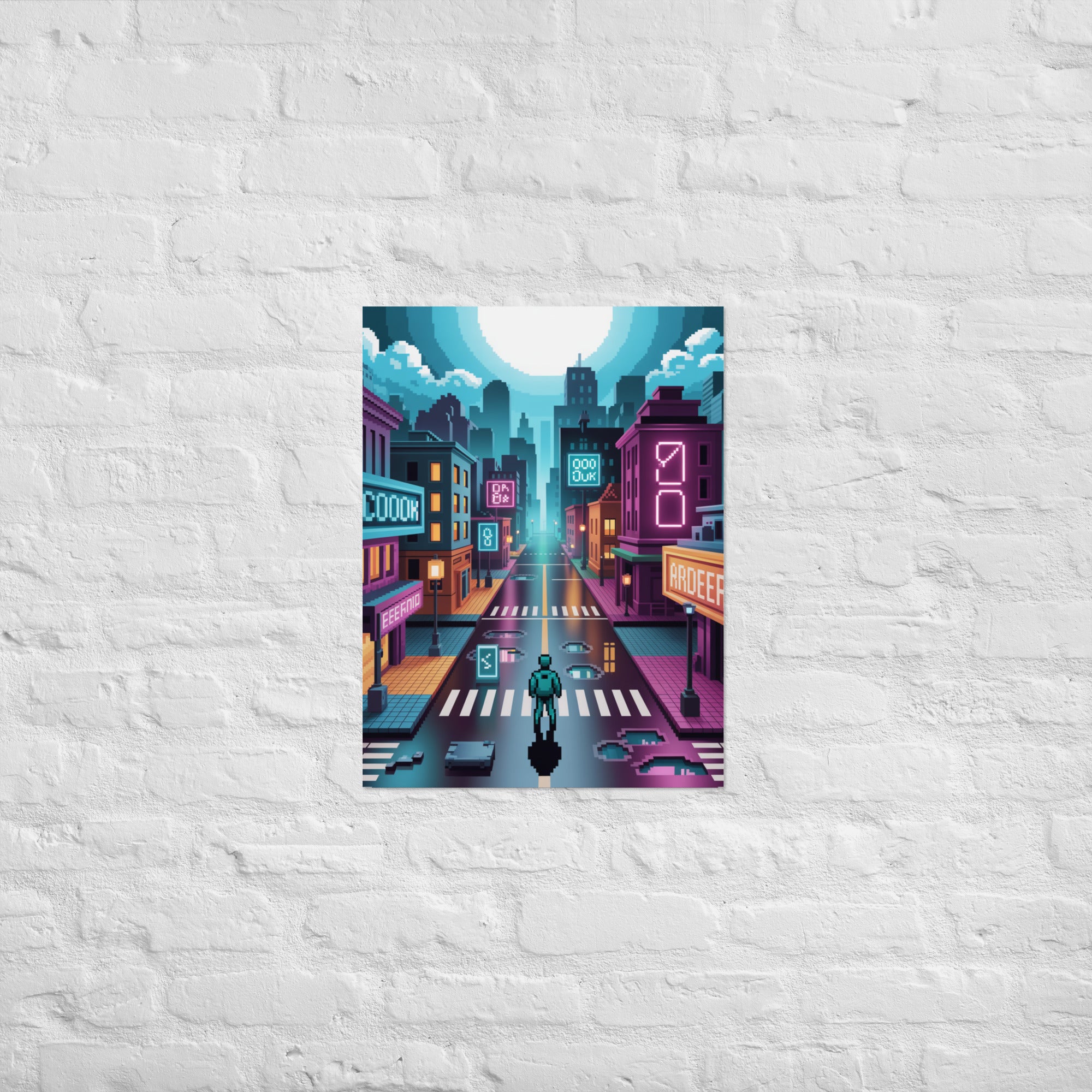 Premium pixel art Ghost in the Grid poster on Enhanced Matte Paper