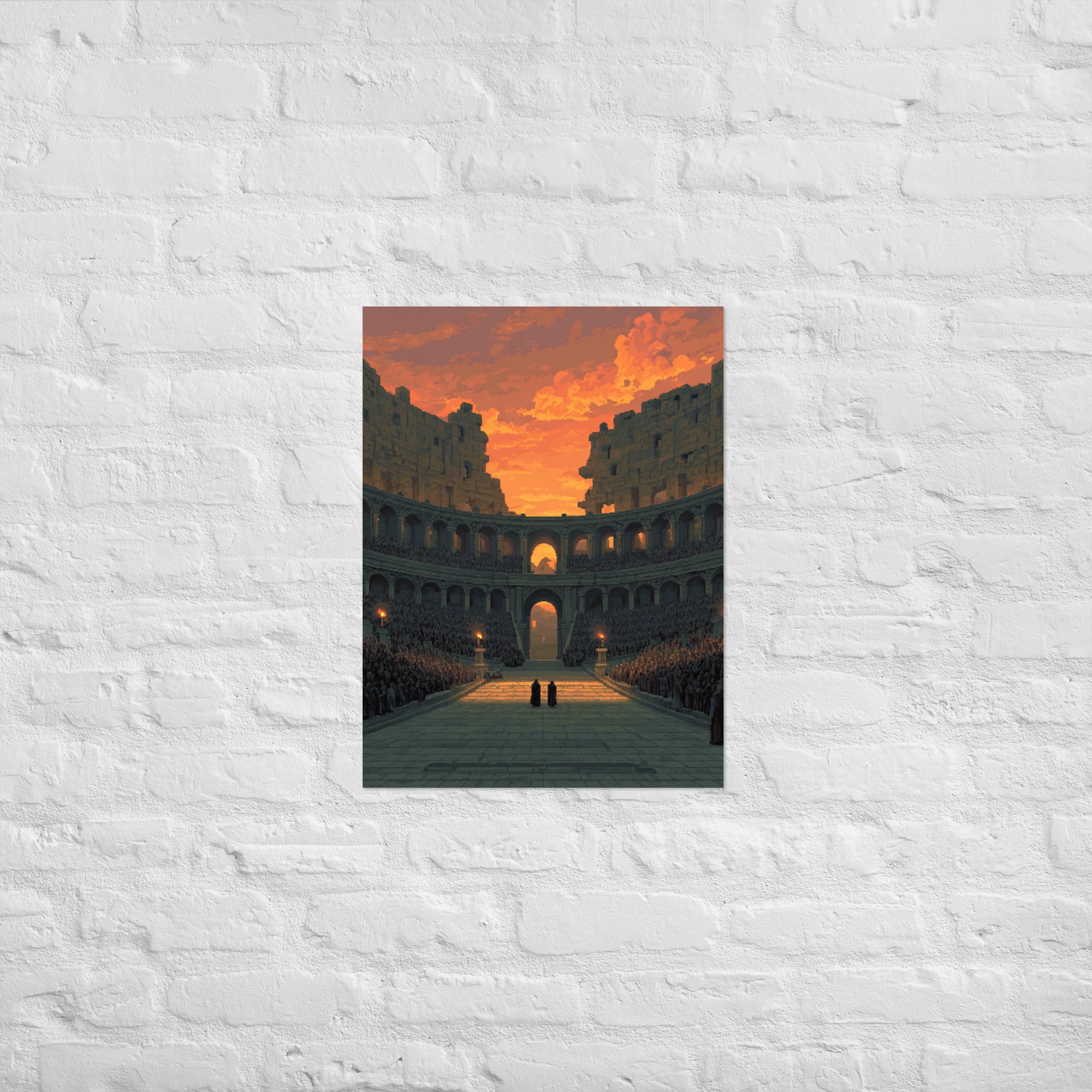 Premium 8-bit cinematic Pixel Colosseum poster on Enhanced Matte Paper