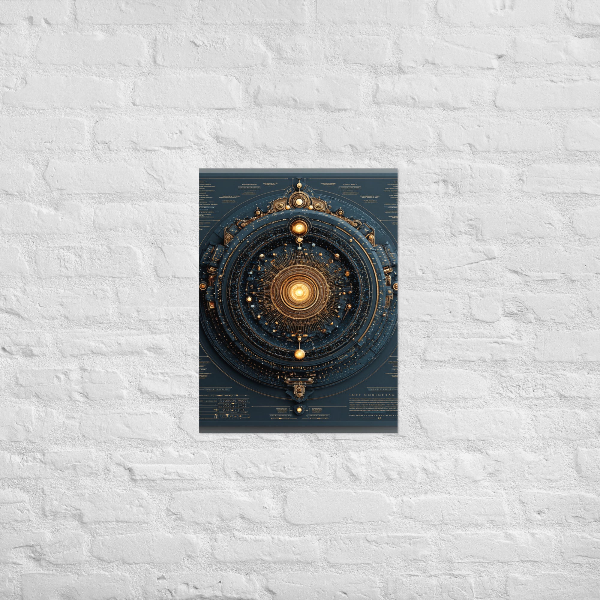 Retro console blueprint convergence schematic poster on Enhanced Matte Paper