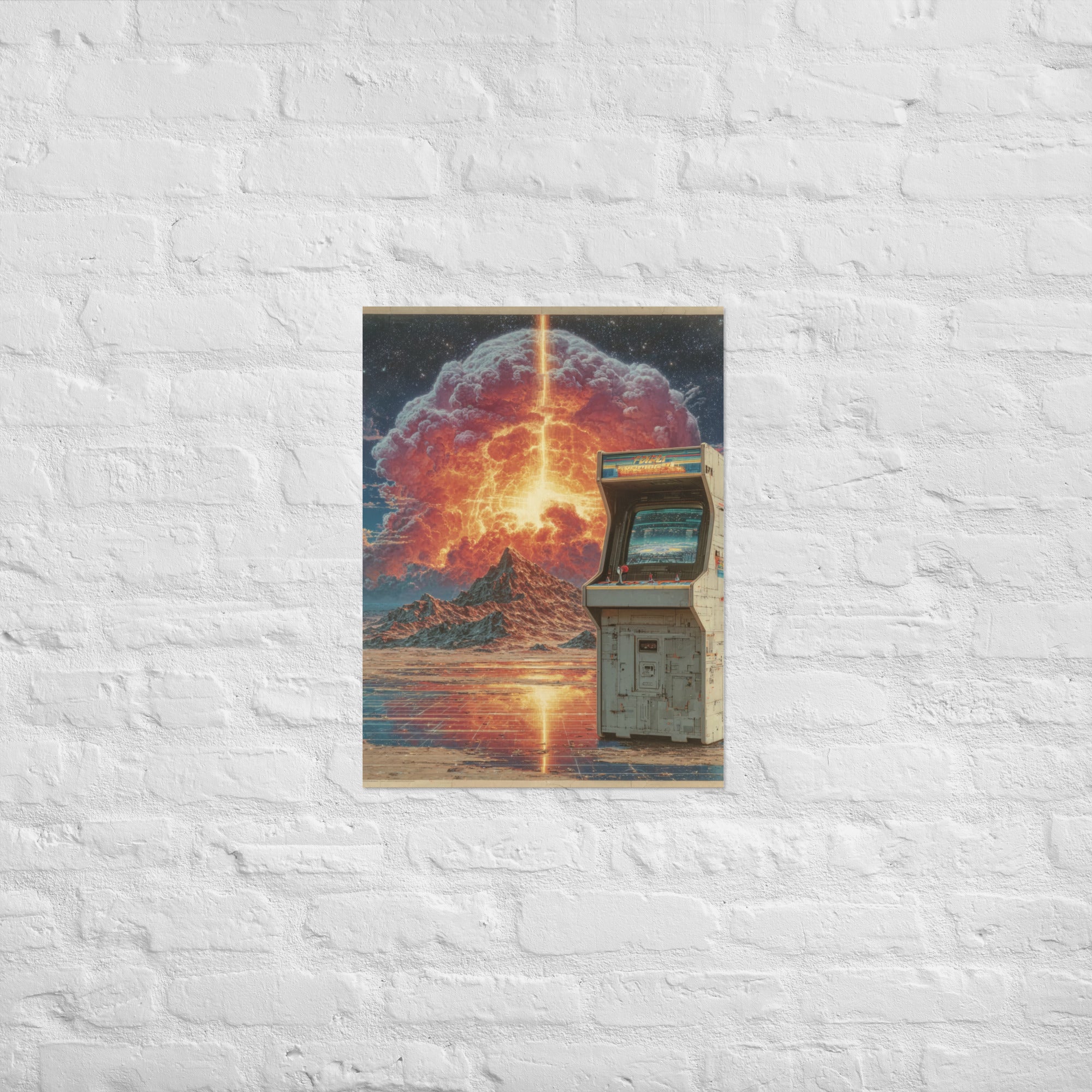 Synthwave neon ascension retro gaming poster on Enhanced Matte Paper