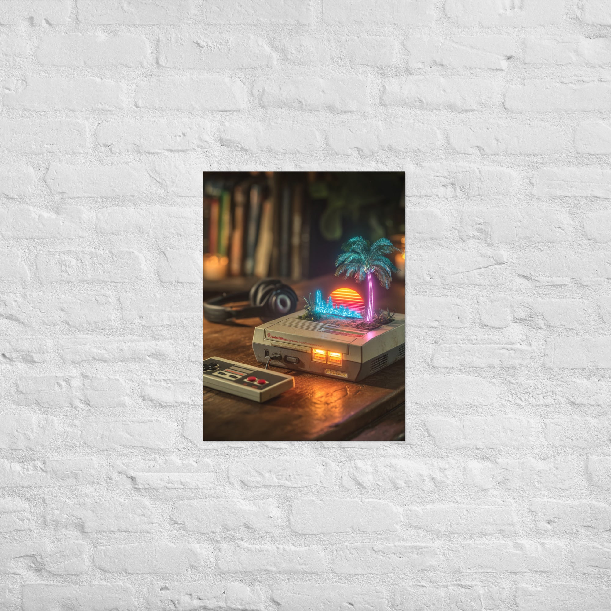 Synthwave retro gaming dreaming console poster on Enhanced Matte Paper