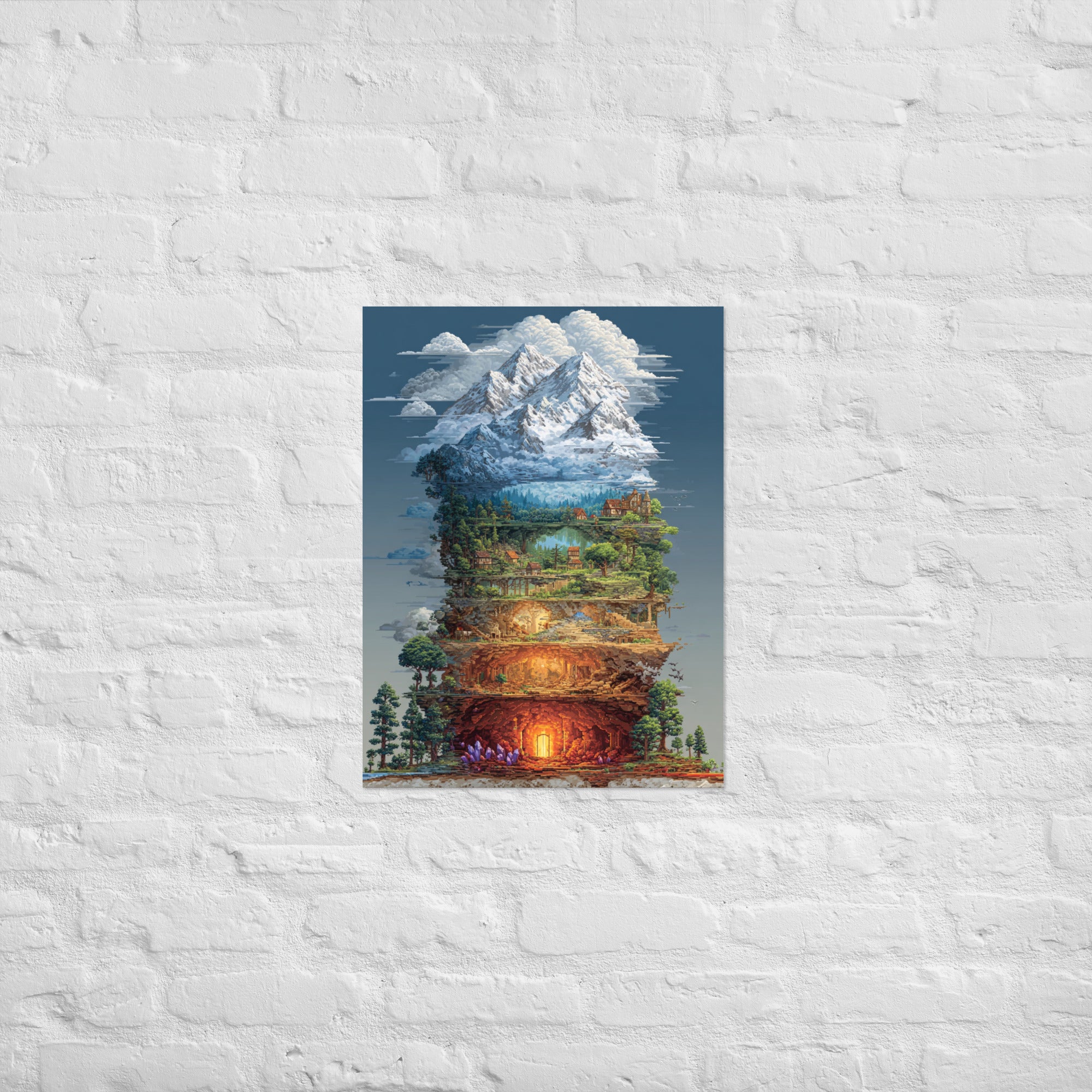 Premium pixel world map biome codex poster on Enhanced Matte Paper