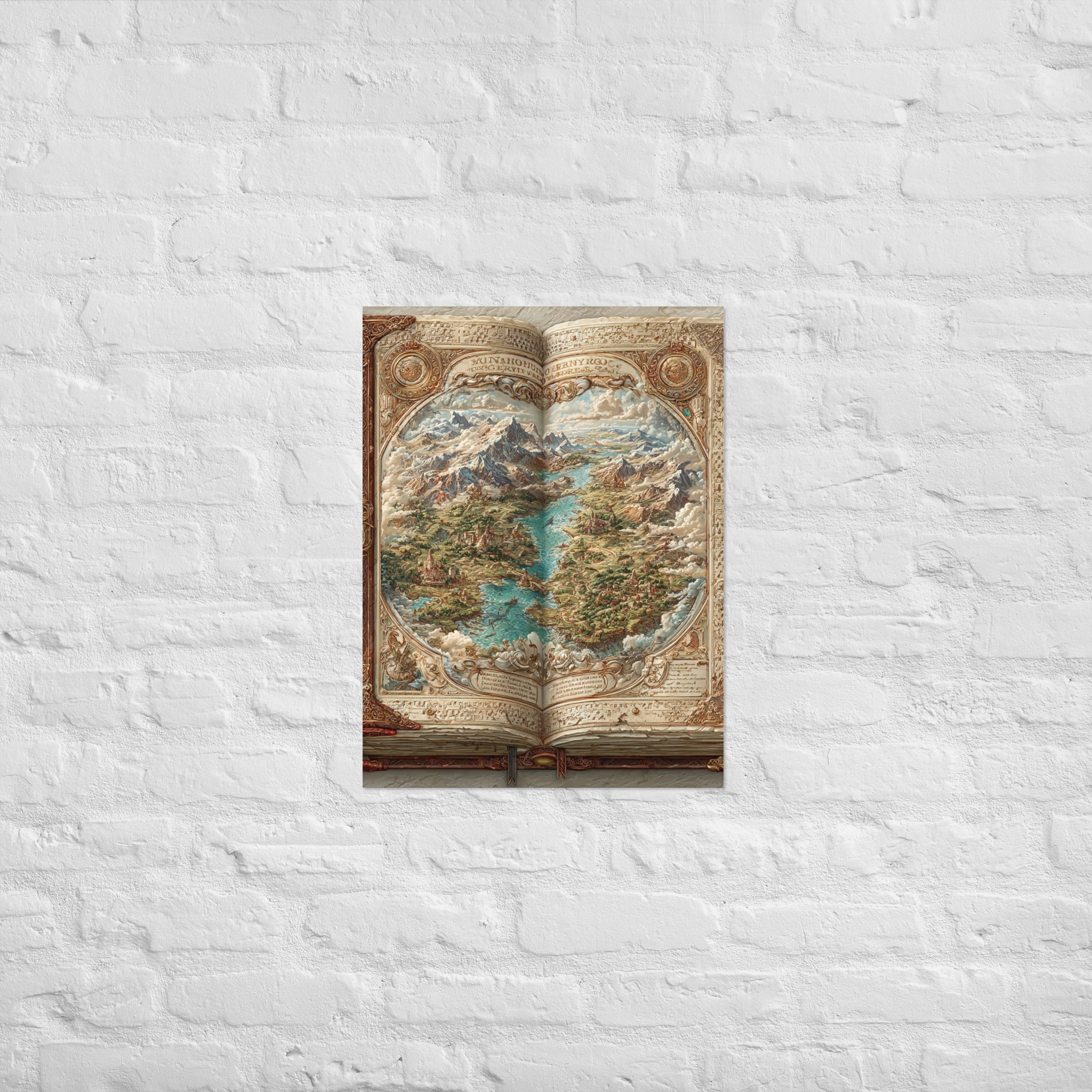 Overworld map fantasy gaming poster with hand-drawn cartography on Enhanced Matte Paper