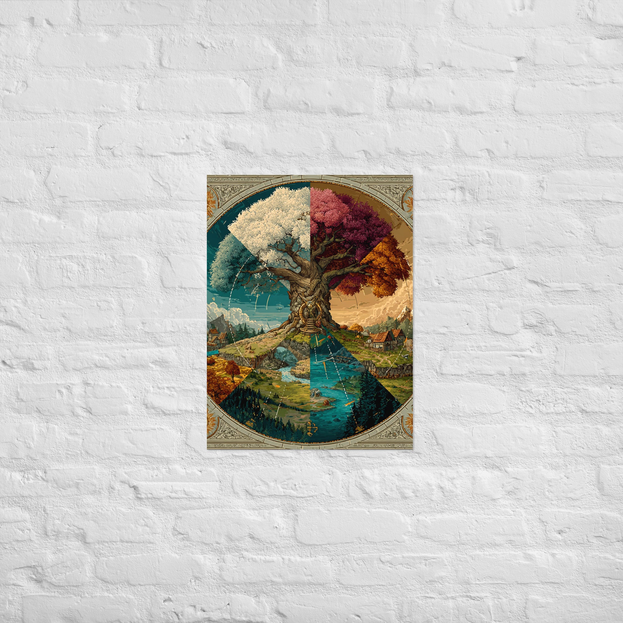 Overworld map four seasons fantasy gaming poster on Enhanced Matte Paper